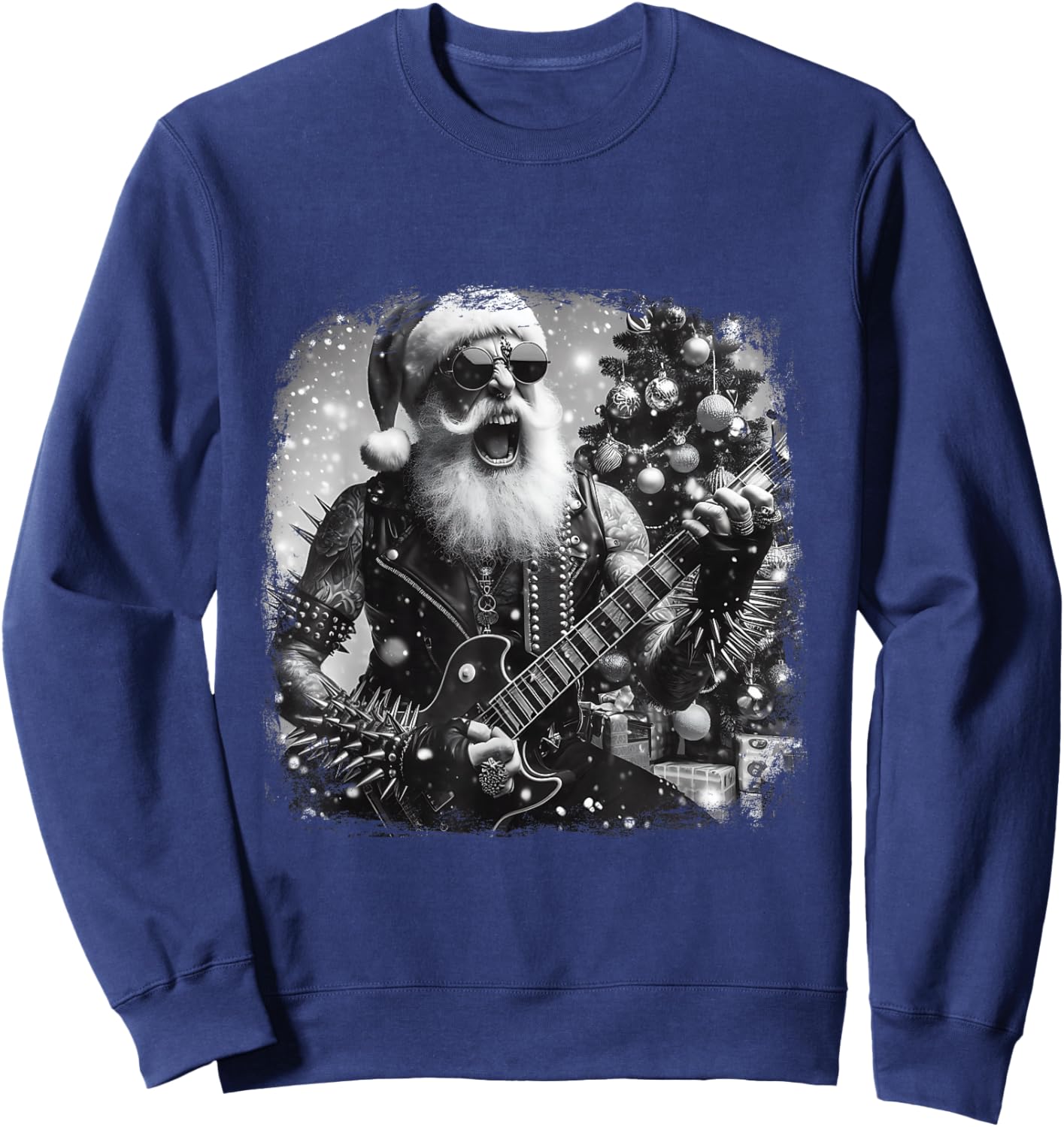 Christmas Vibe Retro Santa Jingle Bell Rock Rockin Sweatshirt - Sweatshirt | Navy
