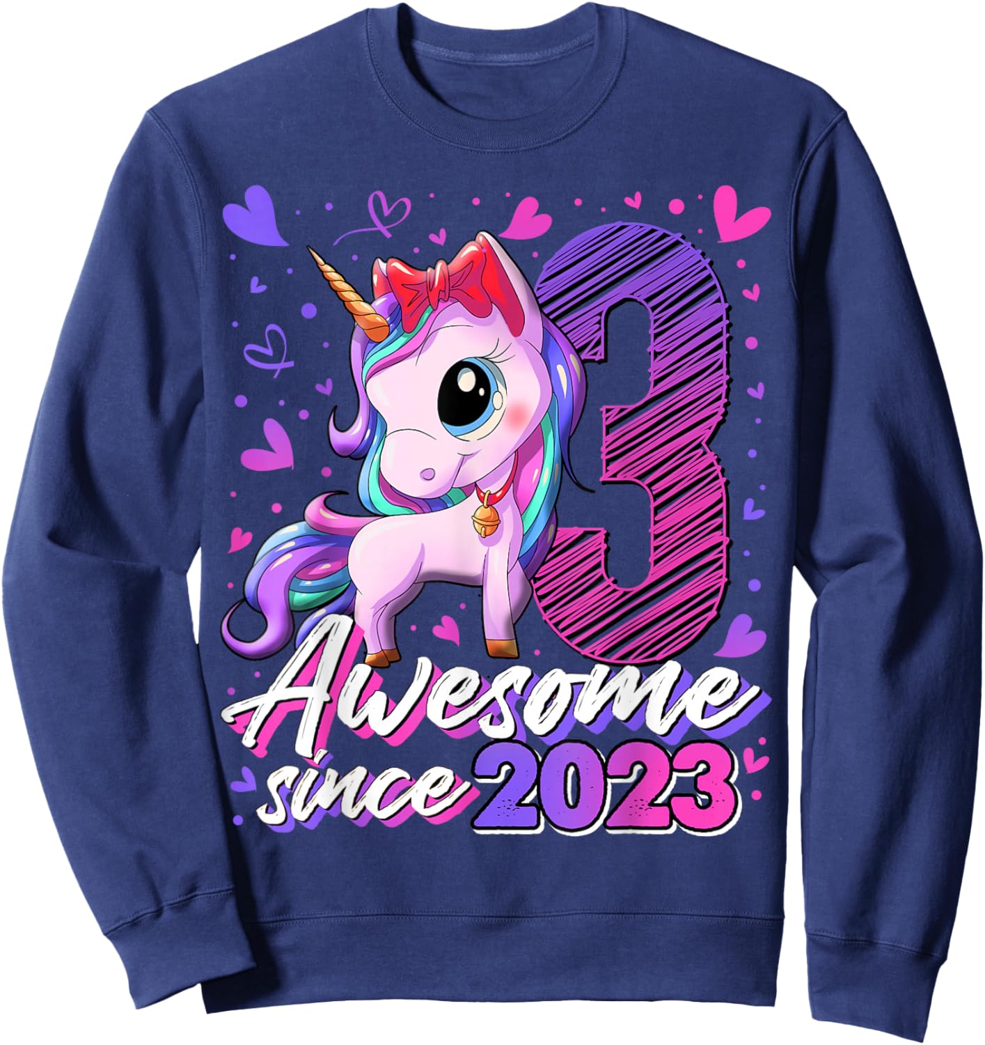 3rd Birthday Shirt Girl 3 Year Old Gifts 3 Birthday Girl Sweatshirt - Sweatshirt | Navy