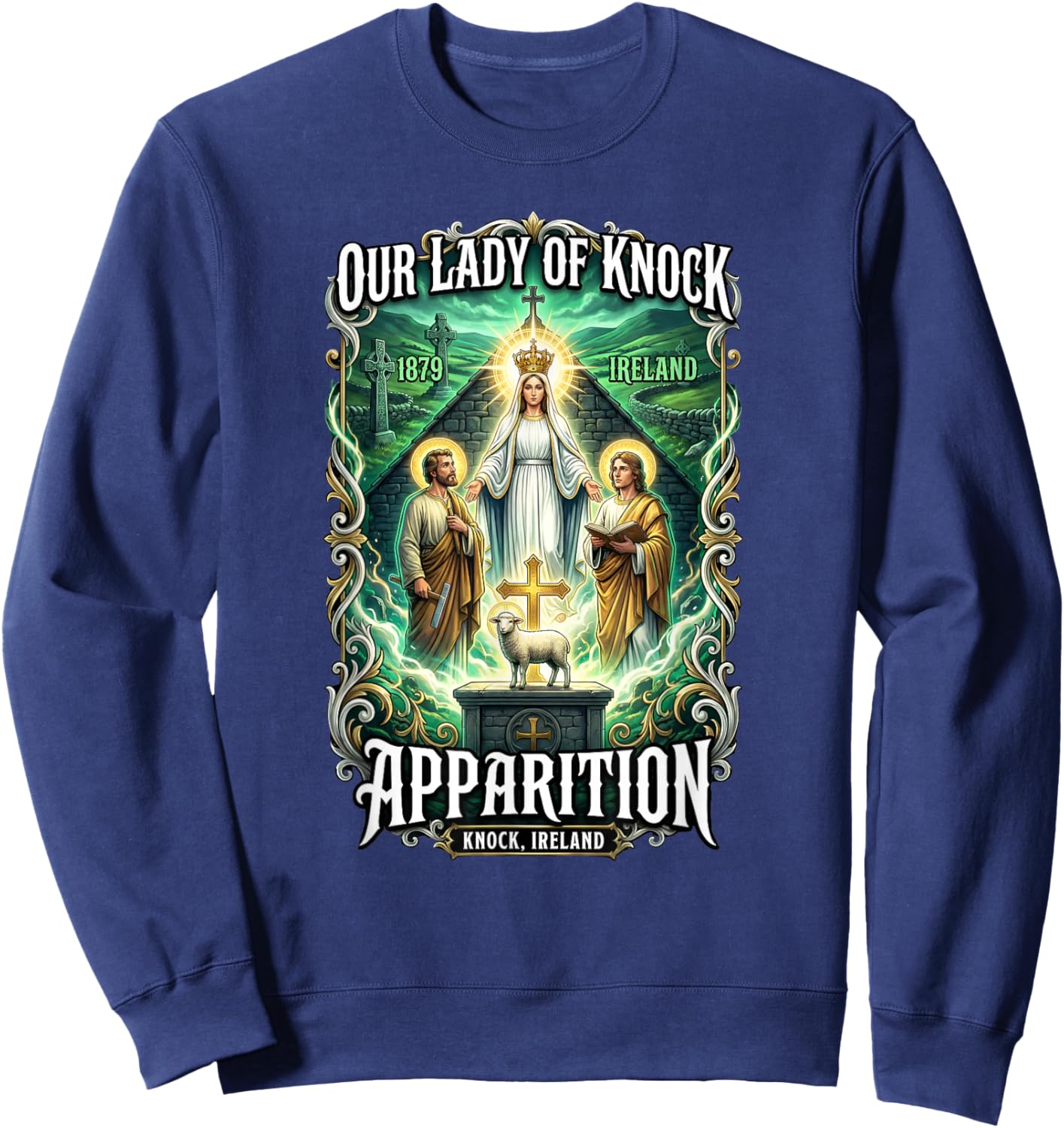Our Lady of Knock Pilgrimage Ireland Marian Catholic Sweatshirt - Sweatshirt | Navy