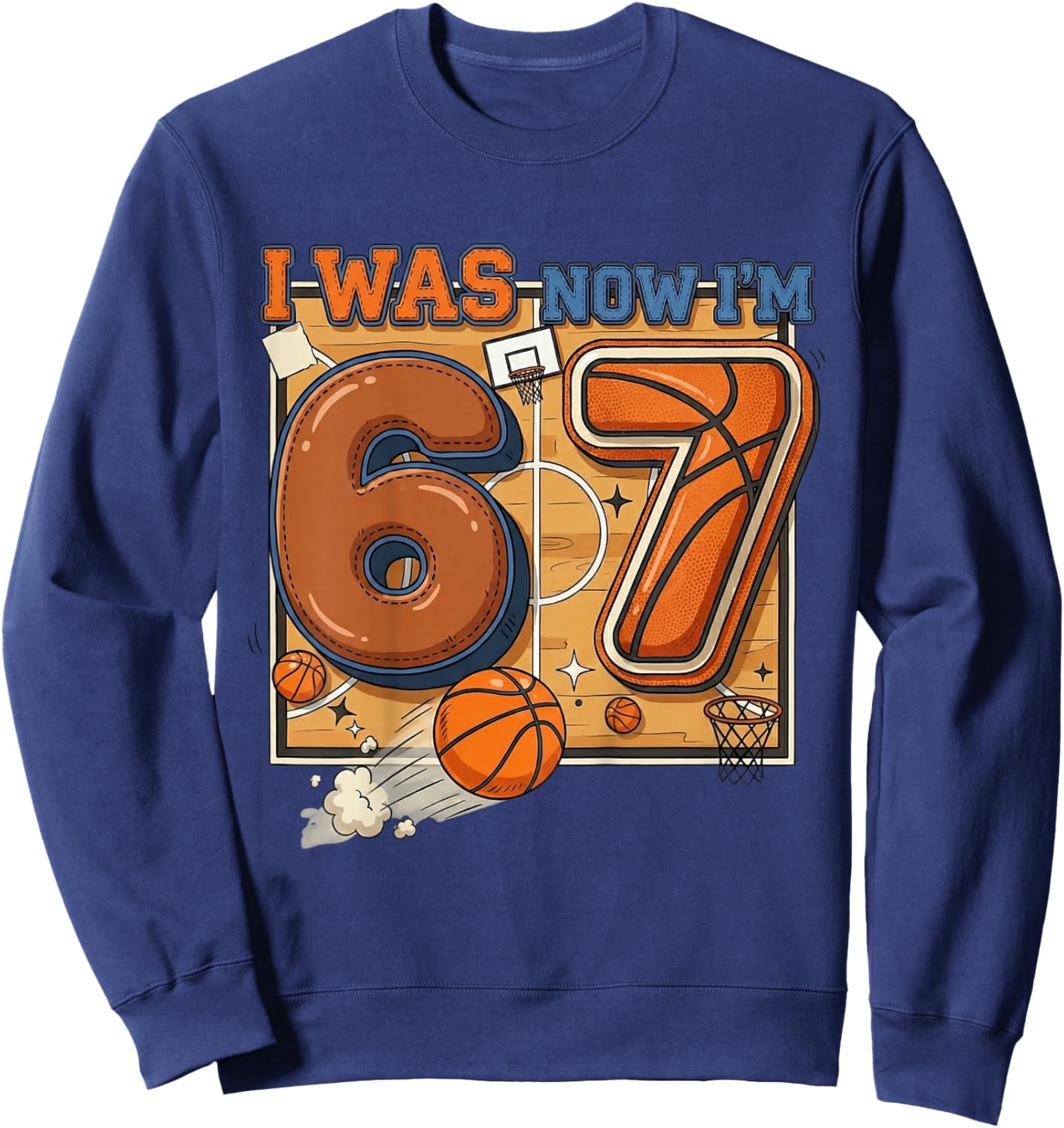 I was 6 Now Im 7 Basketball 7th Birthday Boy MVP Kids Sweatshirt - Sweatshirt | Navy