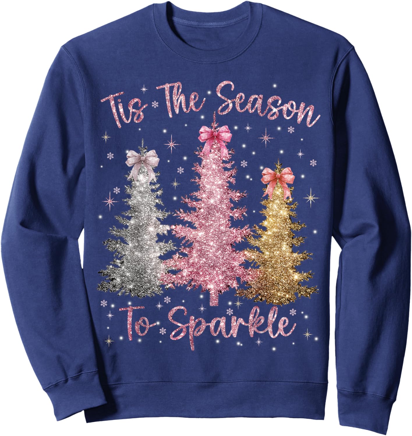 Tis The Season Sparkle Christmas Tree Xmas Women Girl Sweatshirt - Sweatshirt | Navy