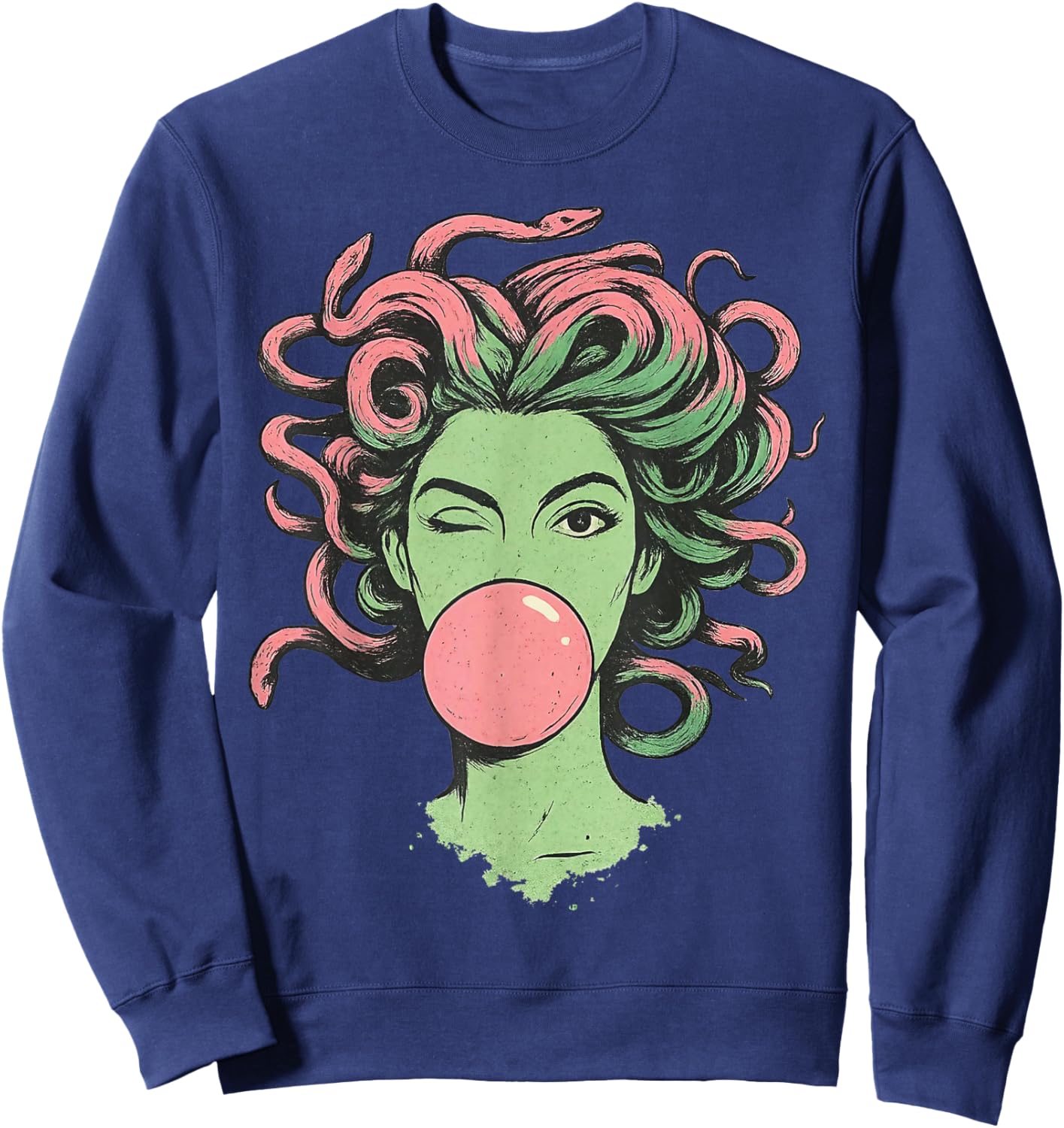 Medusa Bubblegum Mythological Snake Hair Goddess Feminist Sweatshirt - Sweatshirt | Navy