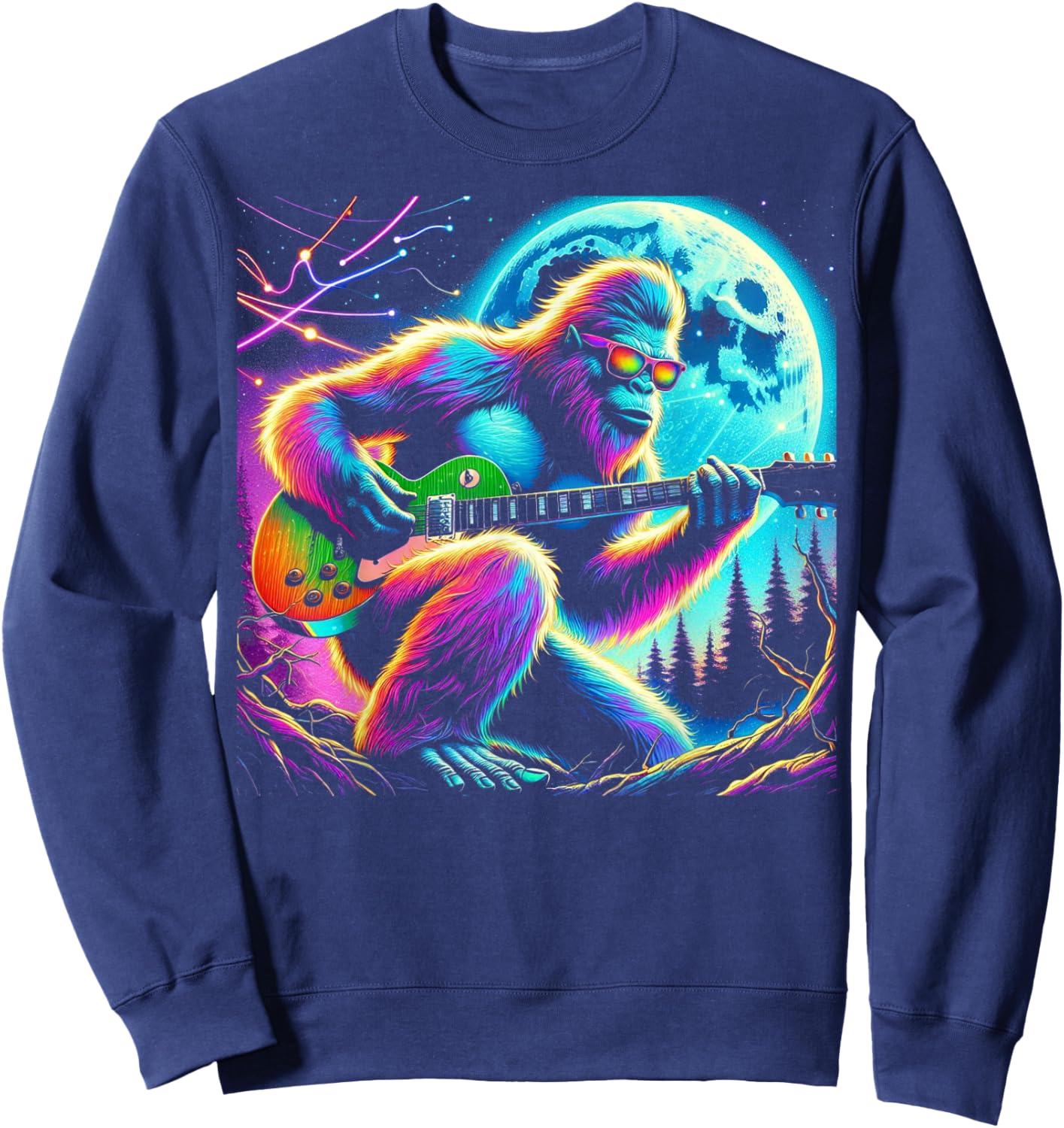 Guitar Sasquatch Bigfoot Rock Music Band Men Women Kids Sweatshirt - Sweatshirt | Navy