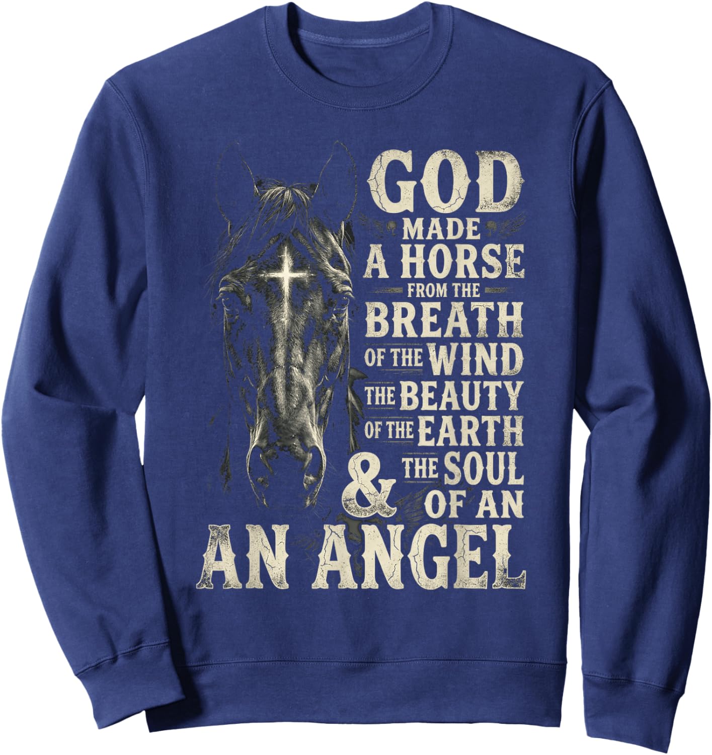 Western Equestrian Religious Sweatshirt - Sweatshirt | Navy