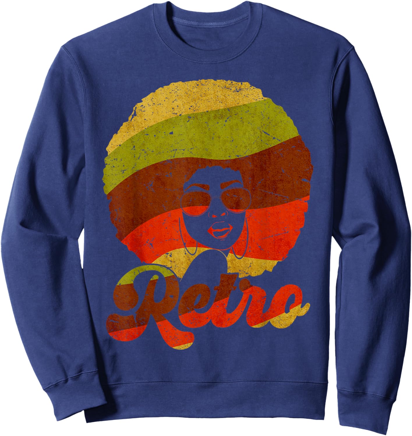 Retro 70s 80s Style Black History Month Afro Women Girls Sweatshirt - Sweatshirt | Navy
