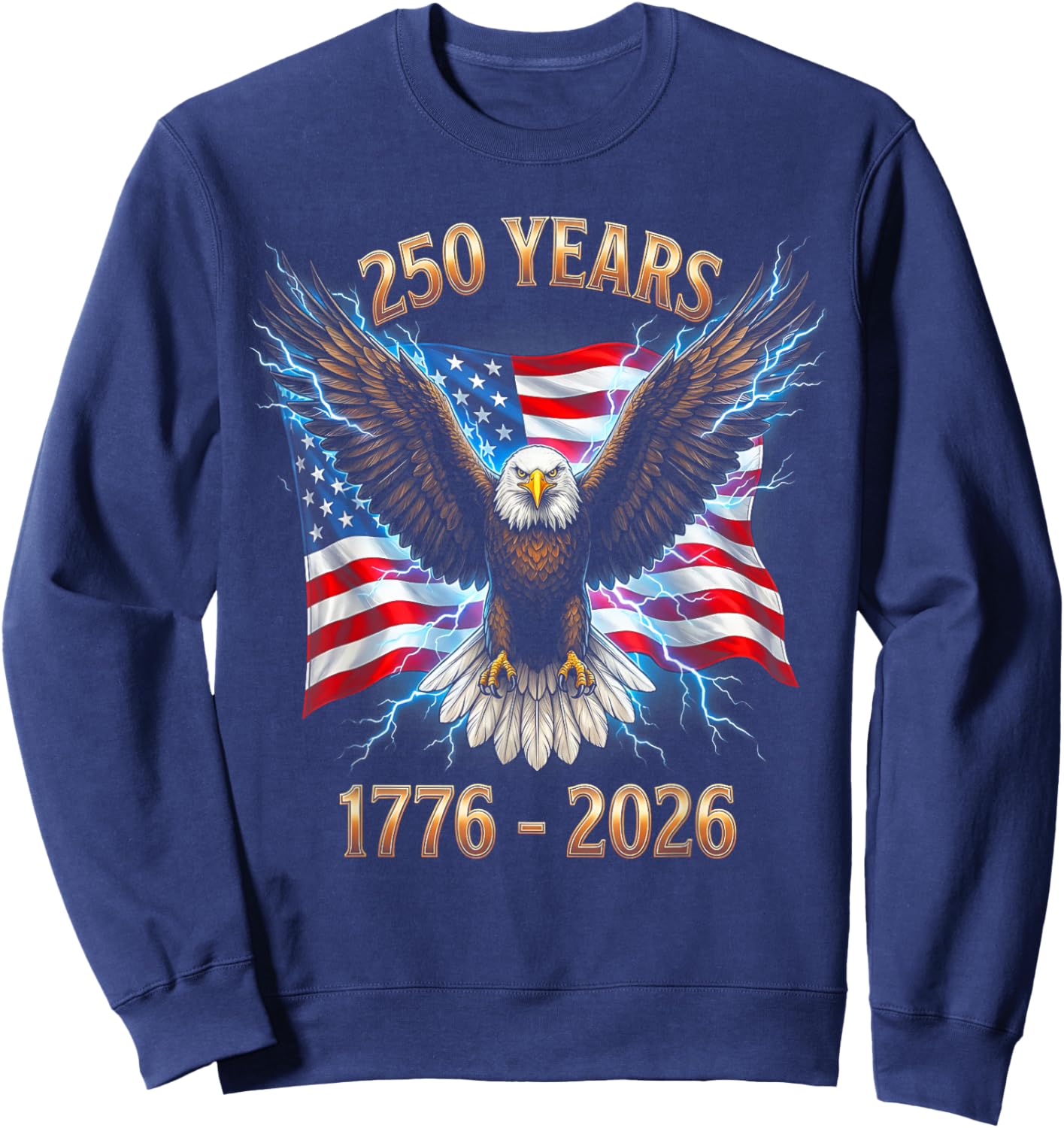 250th Birthday 250 Years USA 1776 2026 Sweatshirt - Sweatshirt | Navy