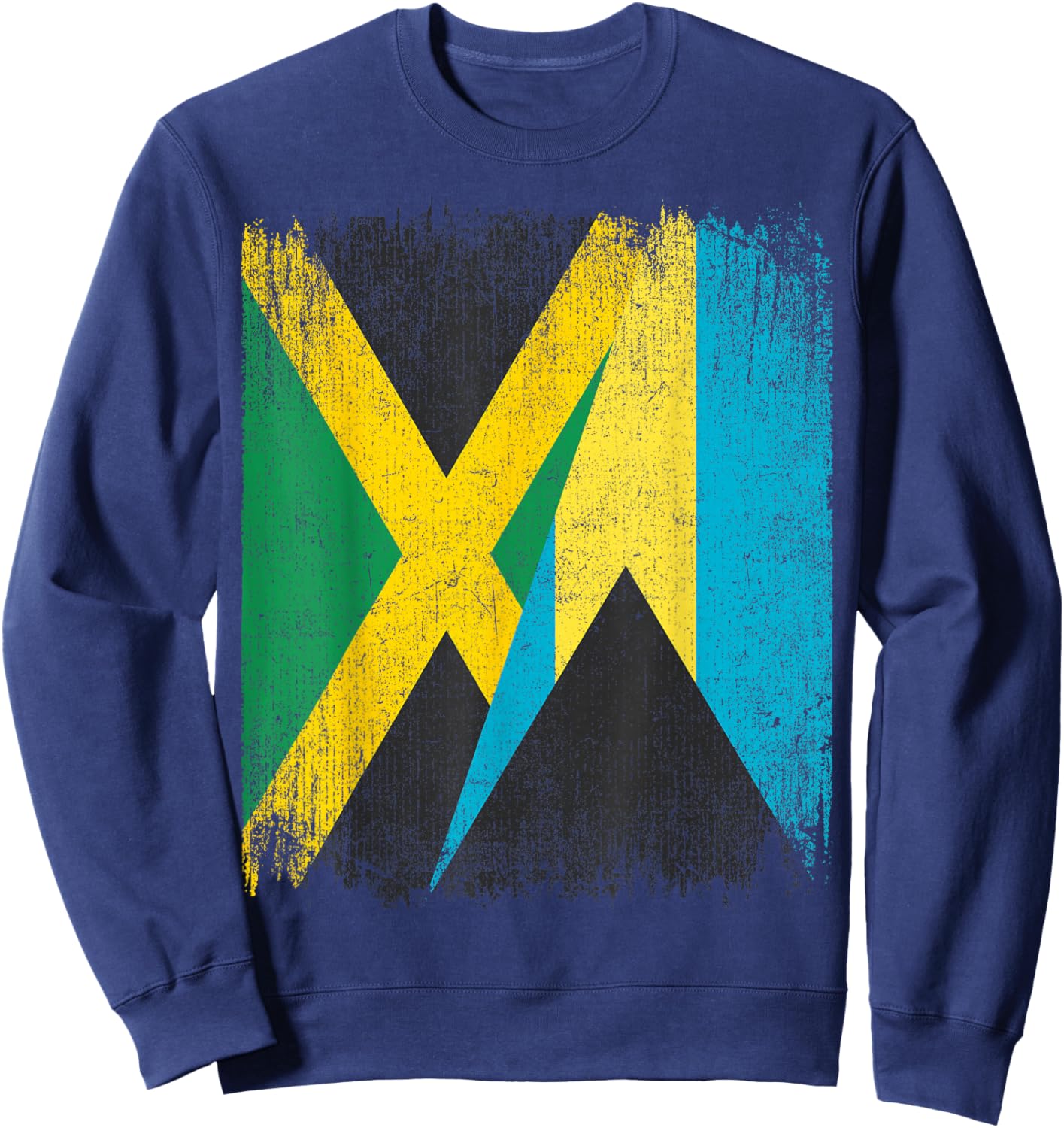 Half Jamaica Bahamas Flag Jamaican Bahamian Pride Roots Sweatshirt - Sweatshirt | Navy