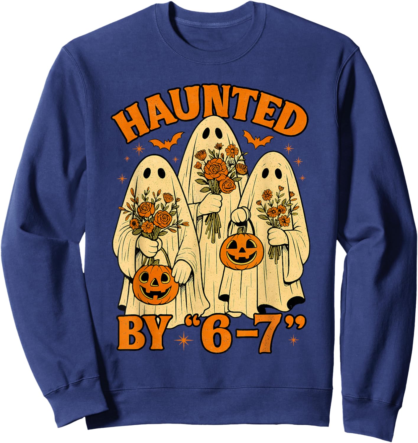 67 Meme Trendy Ghost Halloween Funny Six Seven Gen Alpha Z Sweatshirt - Sweatshirt | Navy