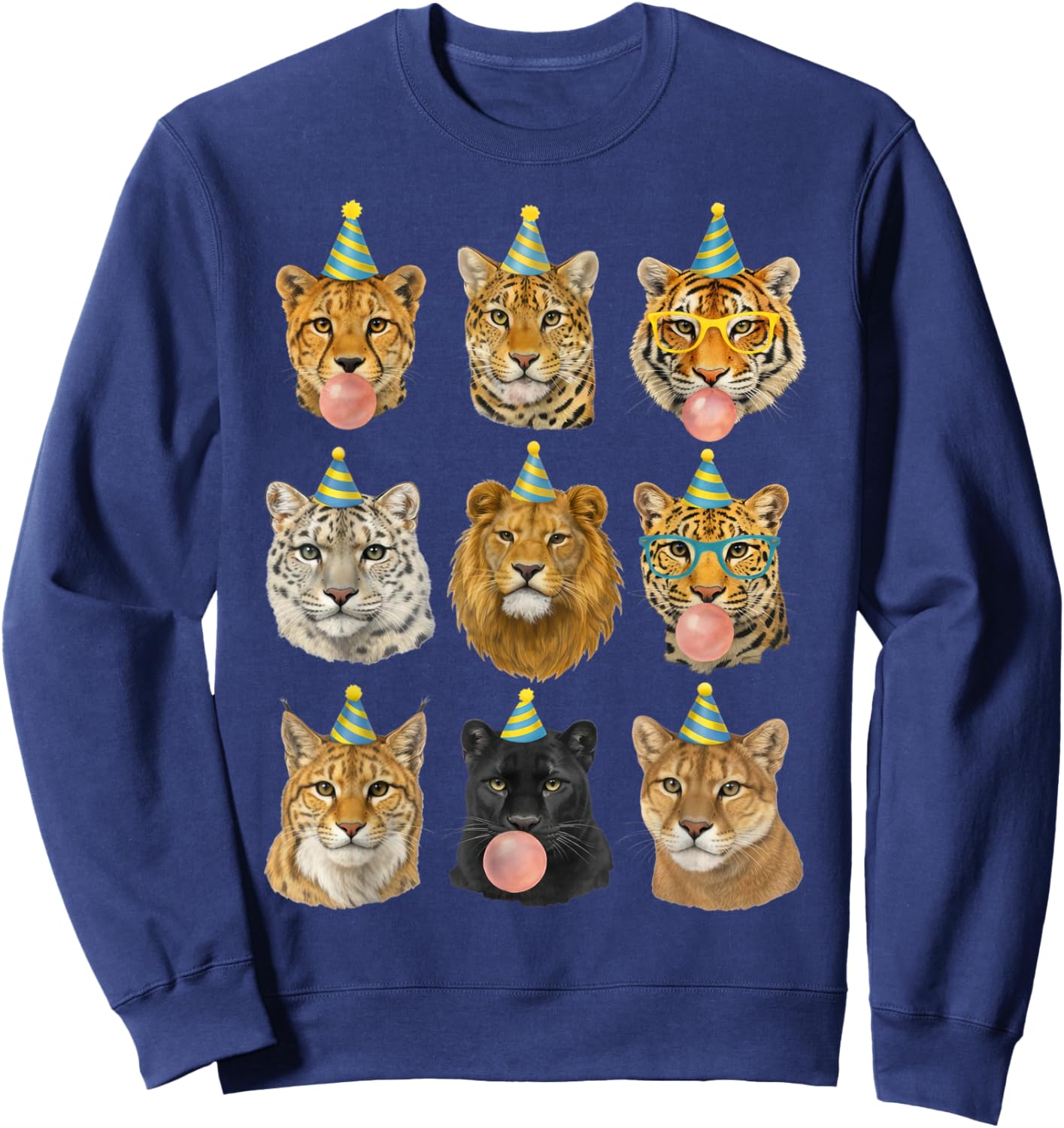 Funny Animal Birthday Party Wild Cats Zoo Birthday Boys Kids Sweatshirt - Sweatshirt | Navy
