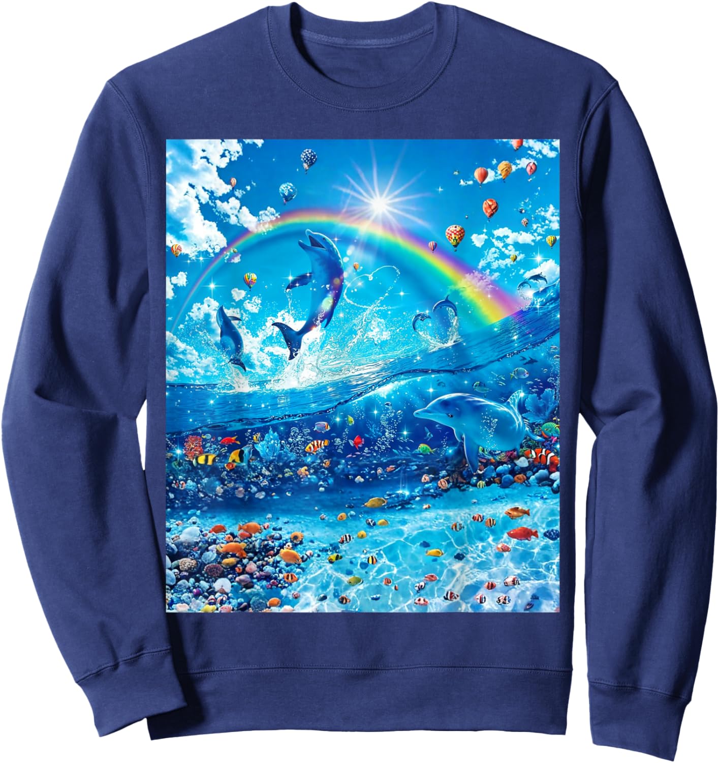 Dolphin Core Aesthetic Symphony Meme Full Rectangle Fill Sweatshirt - Sweatshirt | Navy