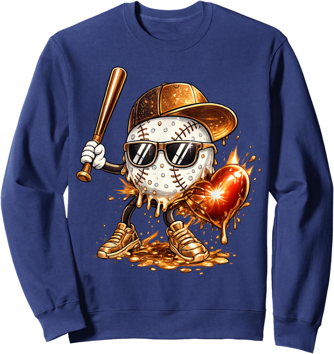 Baseball Valentine's Day Drip Ice Cream Team Sweatshirt - Sweatshirt | Navy