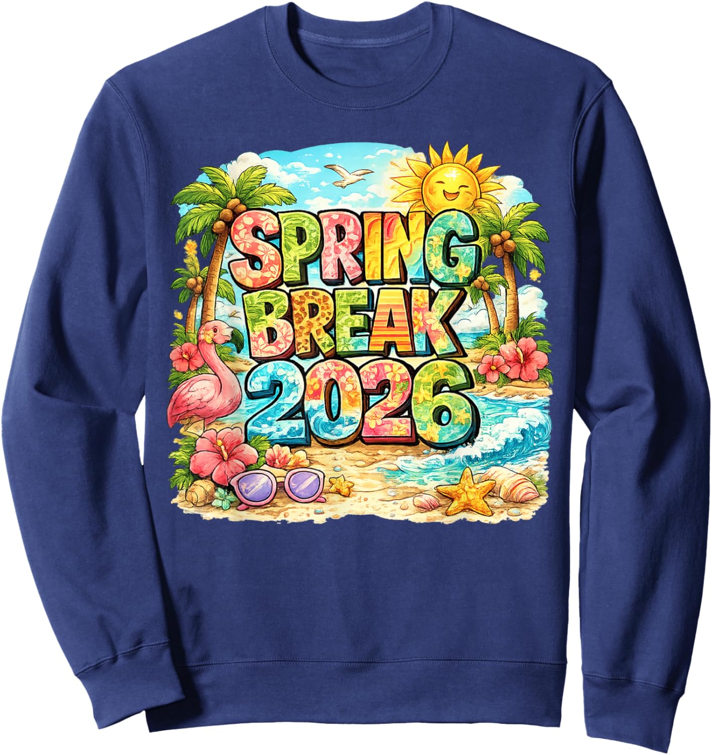 Spring Break 2026 Matching Family Group Vacation Trip Sweatshirt - Sweatshirt | Navy