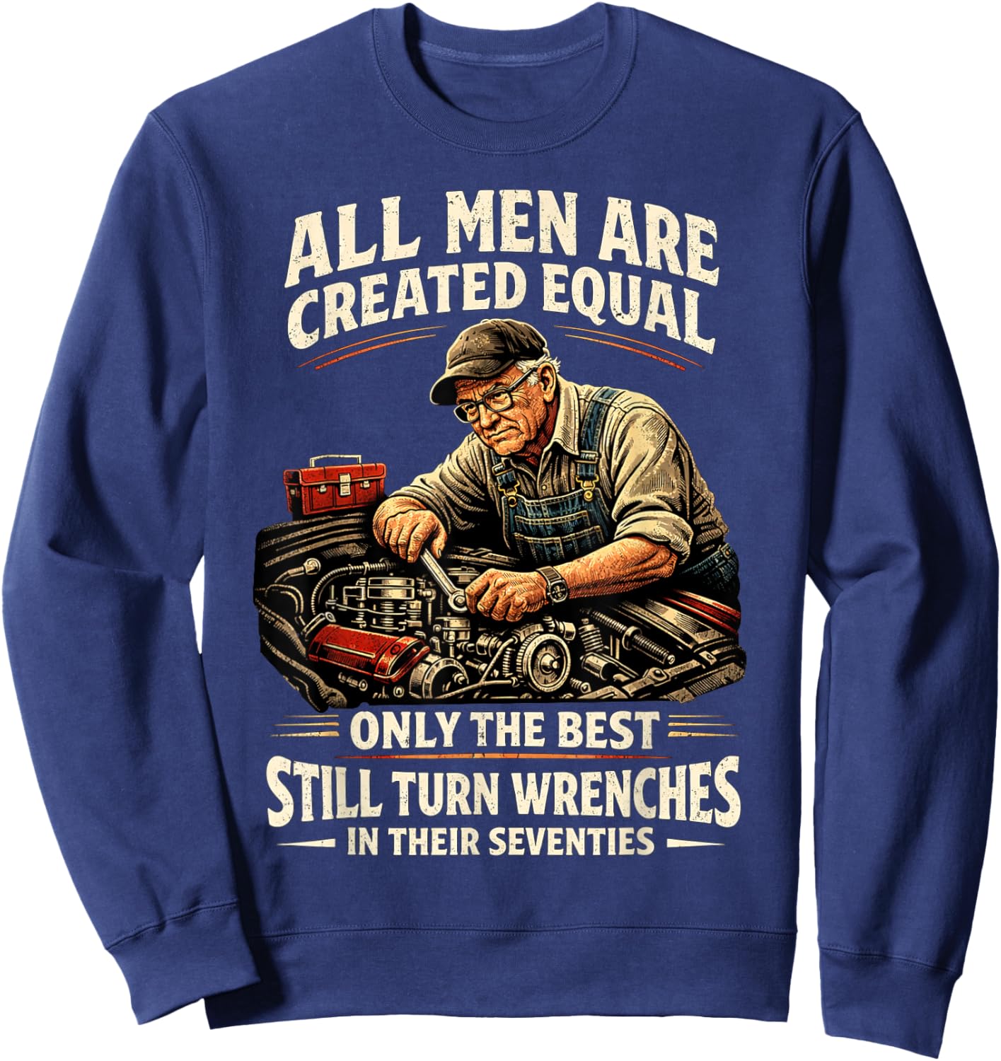 70th Birthday Turn Wrenches Vintage Mechanic Seventies Sweatshirt - Sweatshirt | Navy