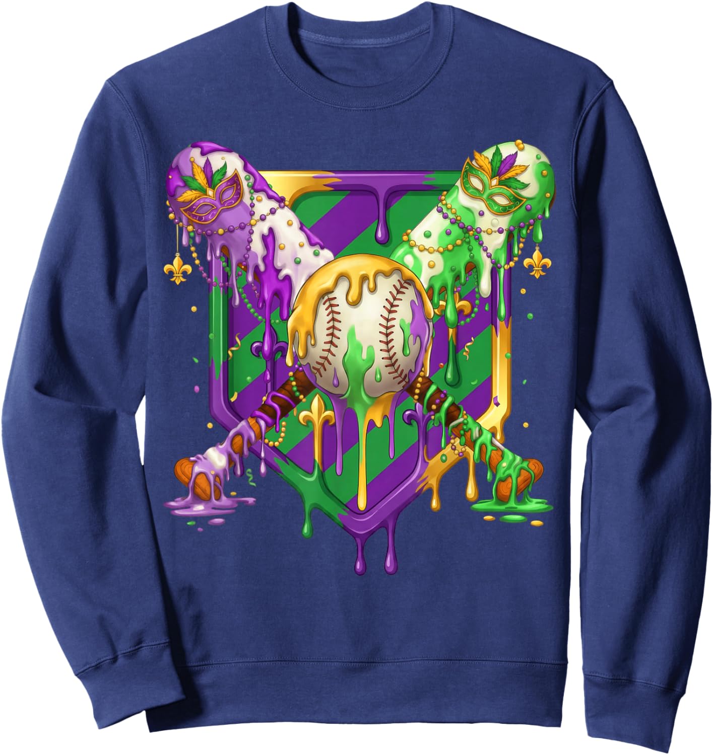 Mardi Gras Ice Cream Drip Baseball Sports Women Kids Sweatshirt - Sweatshirt | Navy