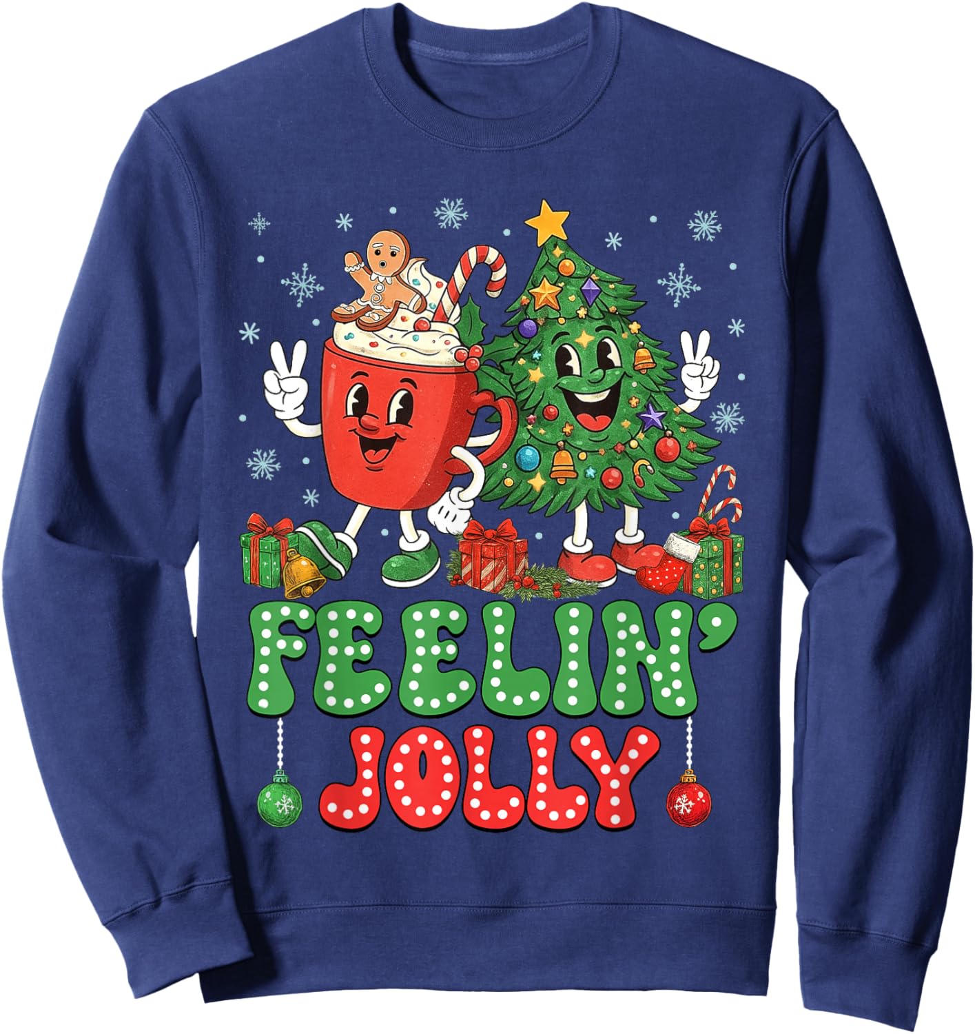 Retro Christmas Feeling Jolly Xmas Tree Coffee Latte Kids Sweatshirt - Sweatshirt | Navy