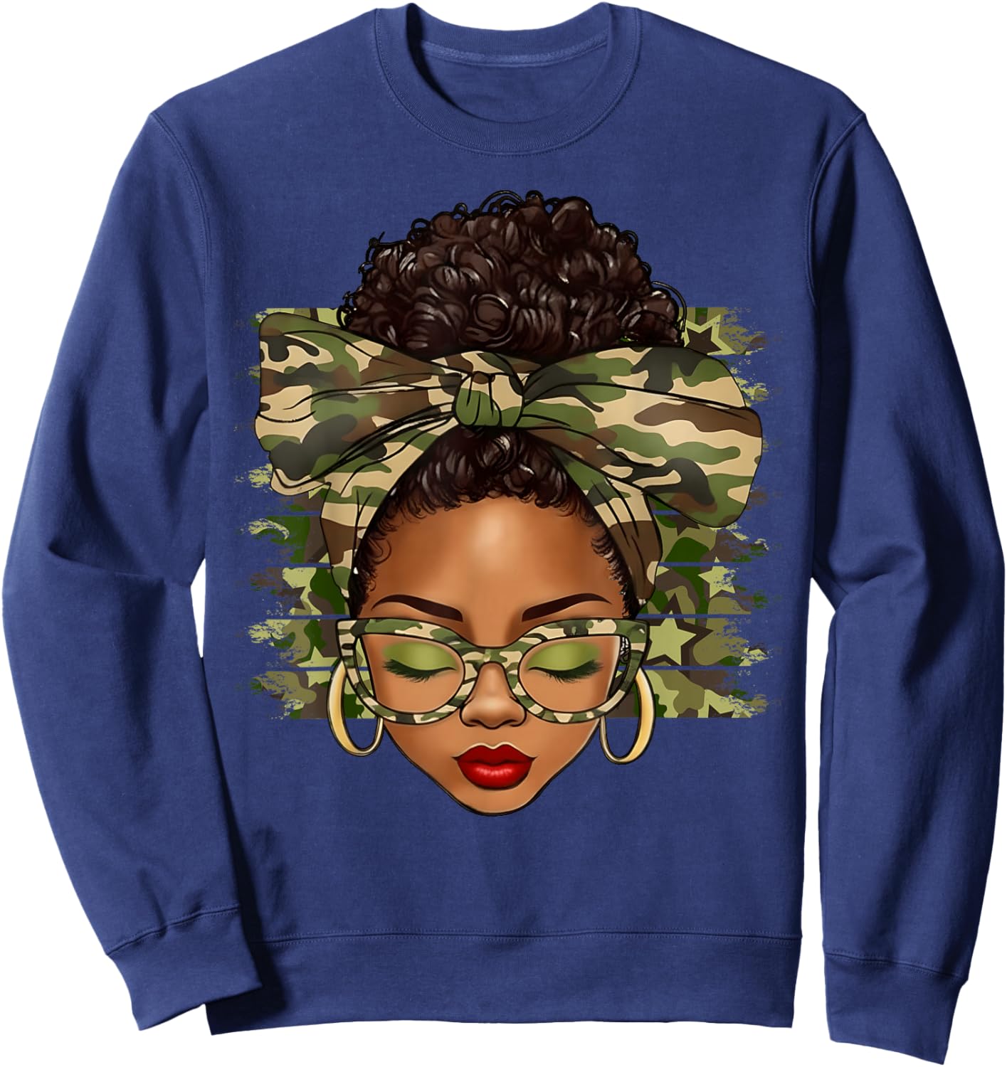 Black History Month Afro Black Women Camo African Pride Sweatshirt - Sweatshirt | Navy