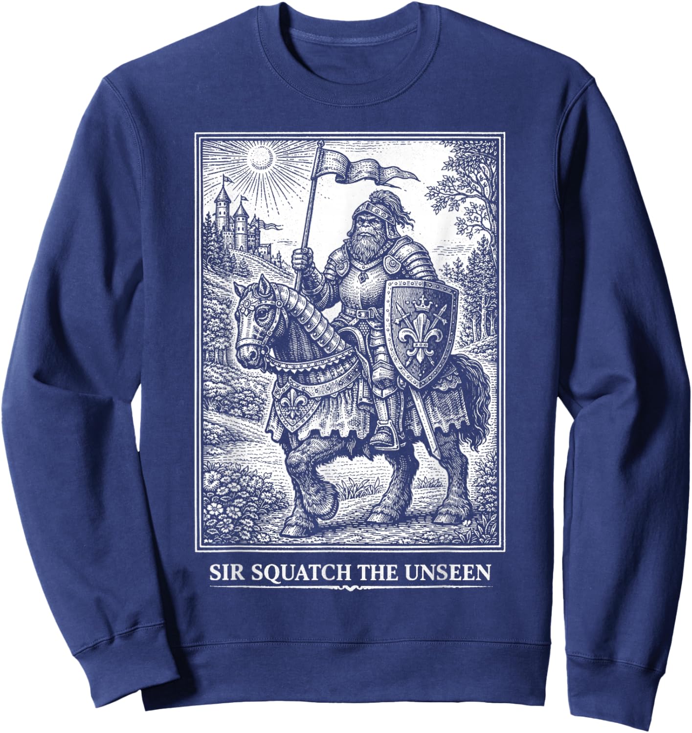 Funny Medieval Bigfoot Sasquatch Knight Fantasy Folklore Sweatshirt - Sweatshirt | Navy