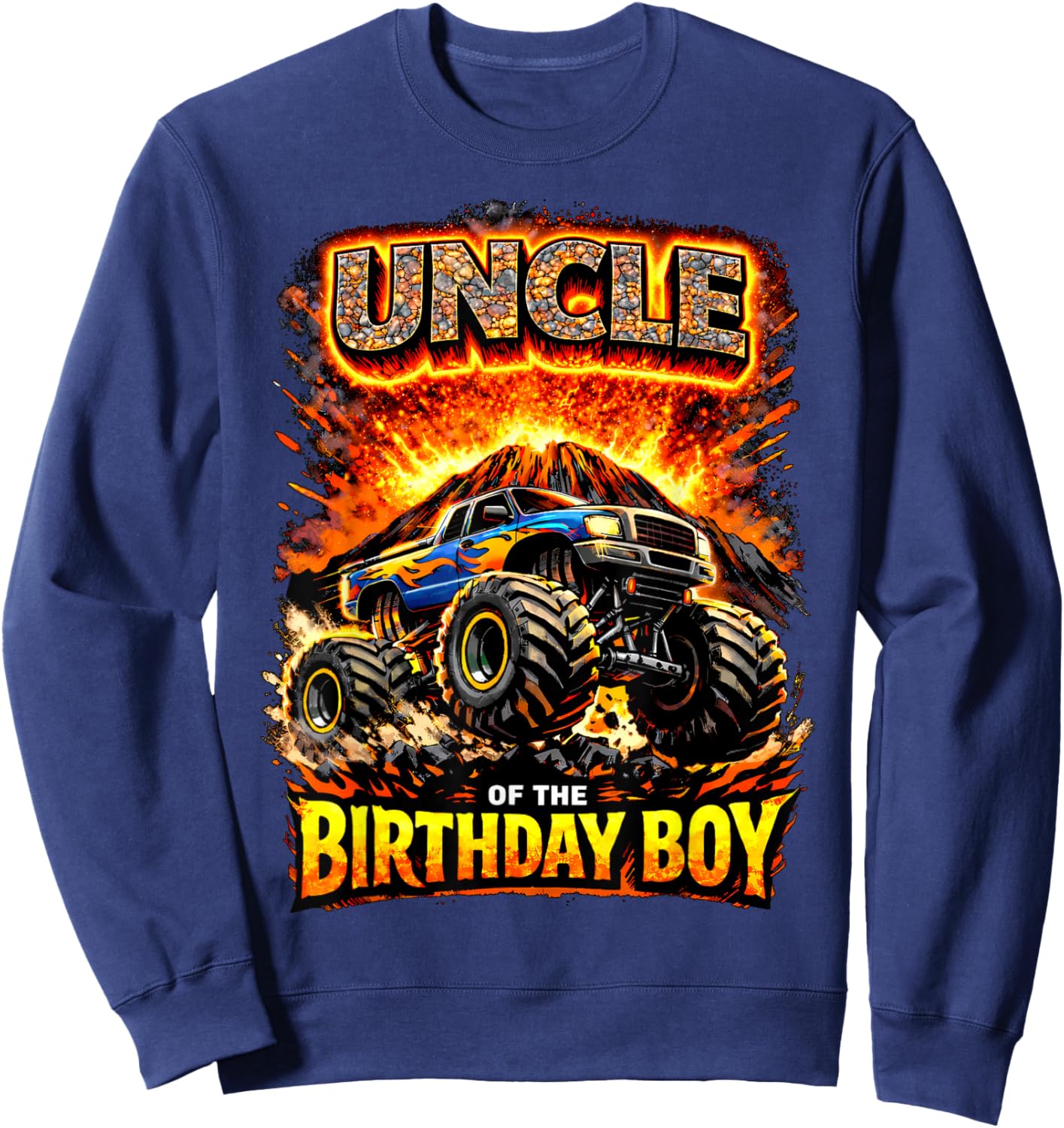 Uncle of The Birthday Boy Monster Truck Birthday Party Sweatshirt - Sweatshirt | Navy