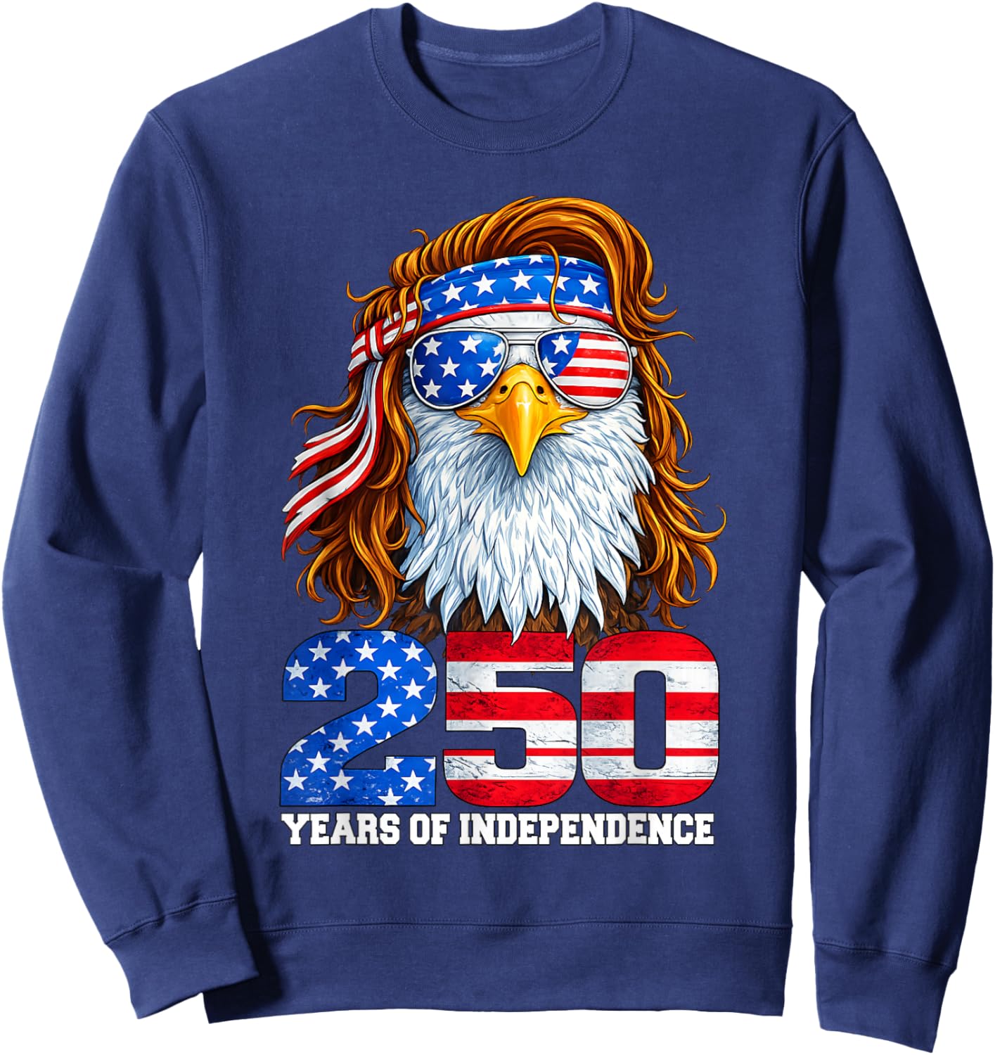 4th July American Flag Eagle Vintage 250 Years 1776 2026 Sweatshirt - Sweatshirt | Navy