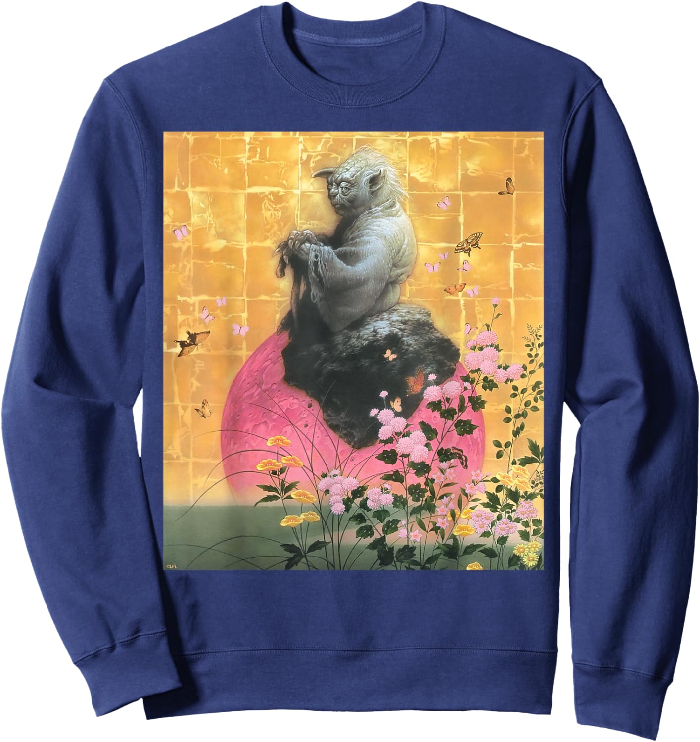 Star Wars Yoda Jedi Master Spring Cherry Blossoms Sakura Art Sweatshirt - Sweatshirt | Navy