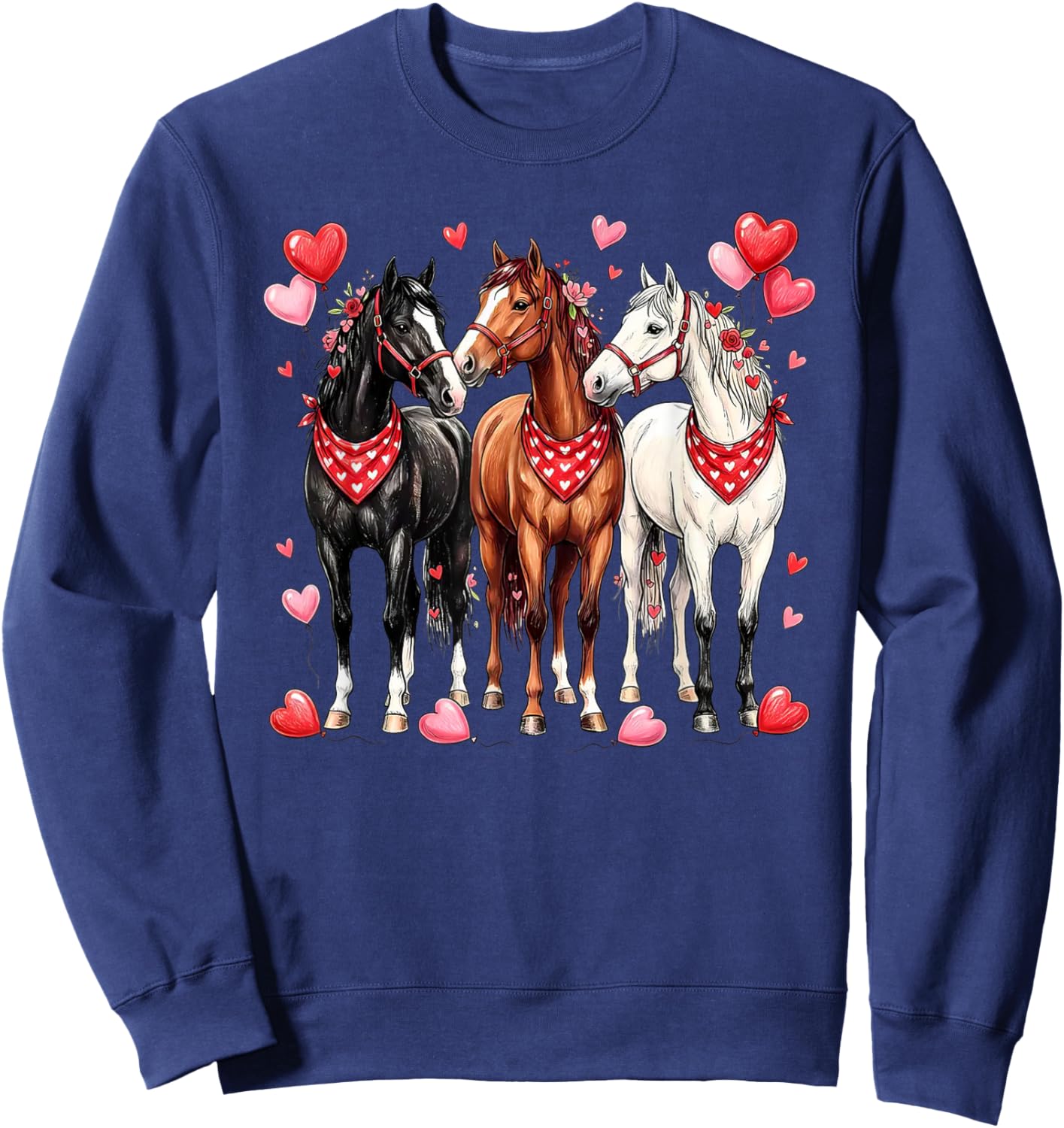 Cute Horse Valentine Love Heart Horse Lover Equestrian Sweatshirt - Sweatshirt | Navy