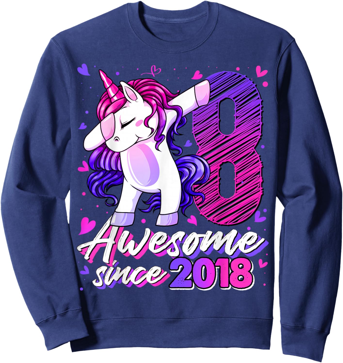 8th Birthday Shirt Girl 8 Year Old Gifts 8 Birthday Girl Sweatshirt - Sweatshirt | Navy