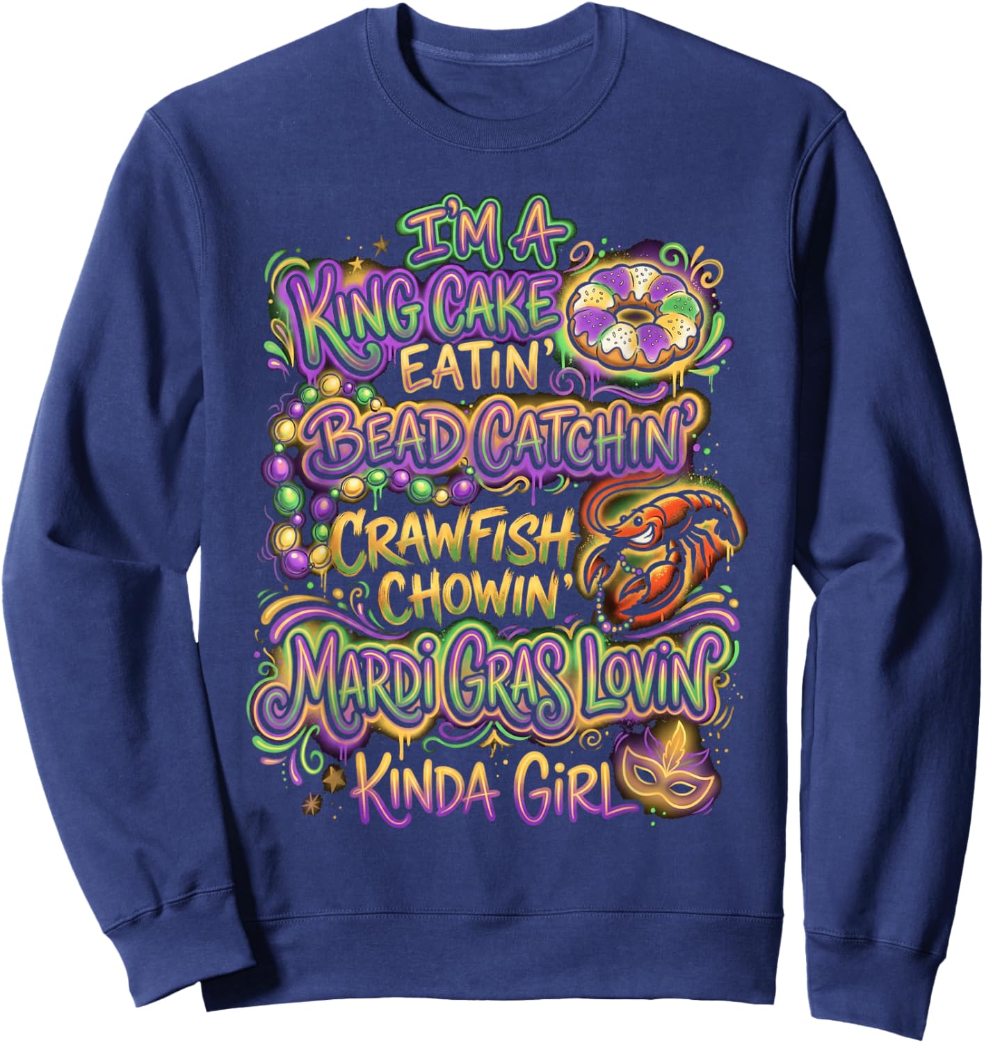 Beads Crawfish Parade Carnival Sweatshirt - Sweatshirt | Navy