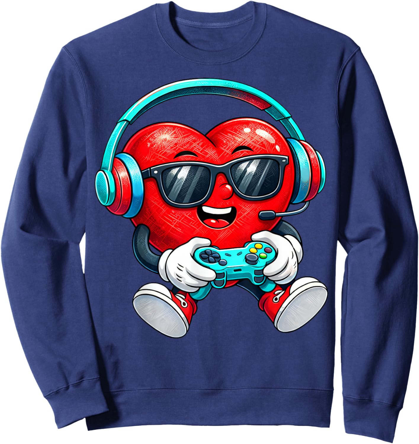 Valentines Day Gamer Heart Gaming Boys Kids Men Youth Teen Sweatshirt - Sweatshirt | Navy