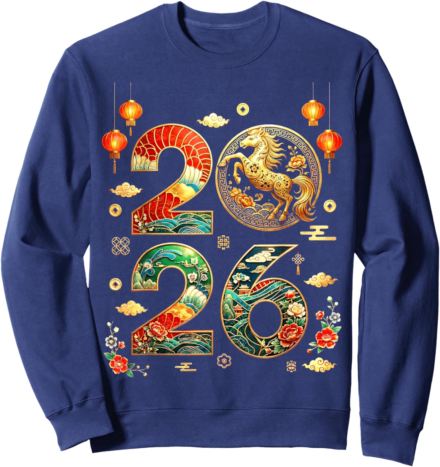 Year of The Horse 2026 Chinese New Year Lunar New Year Horse Sweatshirt - Sweatshirt | Navy