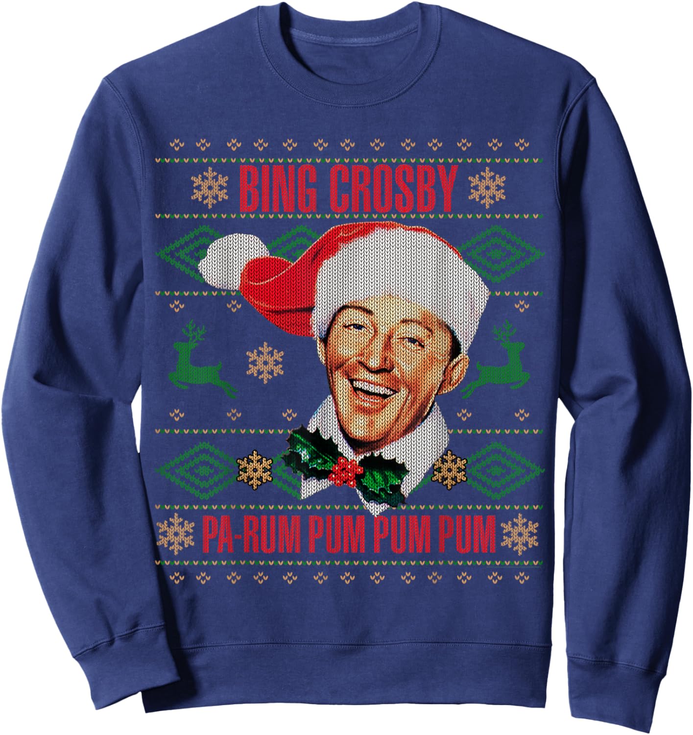 Official Bing Crosby Ugly Christmas Music Sweatshirt - Sweatshirt | Navy
