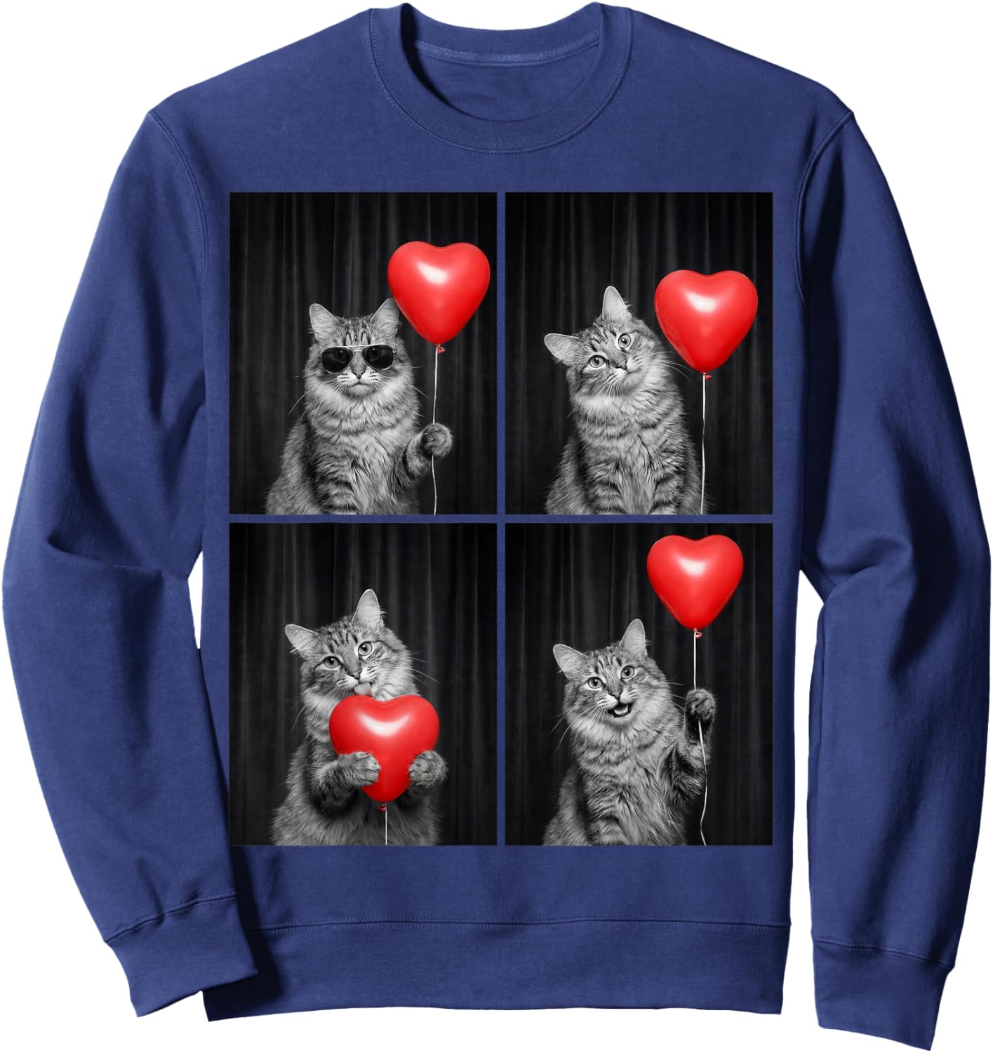 Funny Cat Photobooth Kitten Lover Design Valentines Sweatshirt - Sweatshirt | Navy