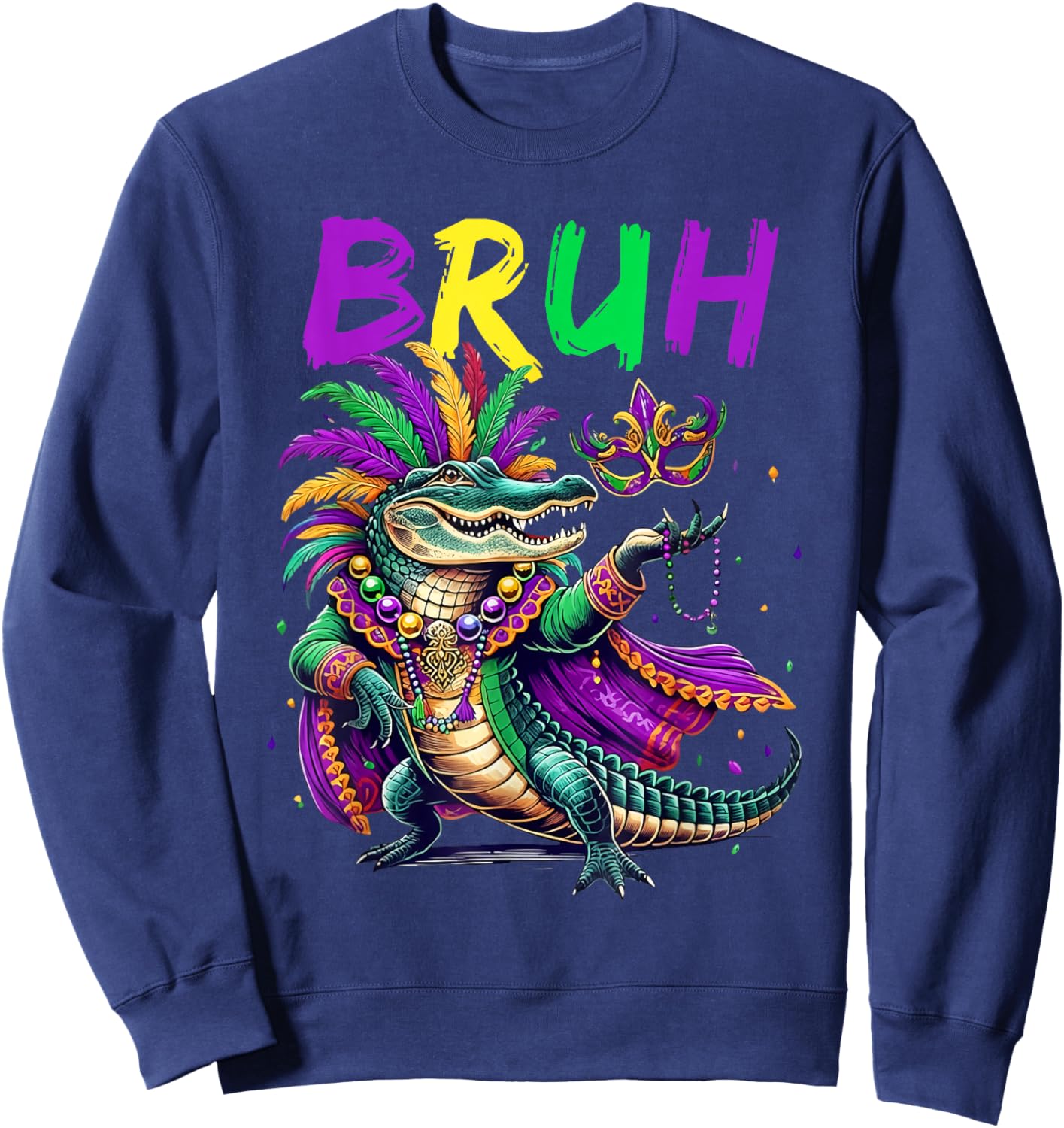 Mardigator Alligator Bruh Mardi Gras Costume Teens Boys Kids Sweatshirt - Sweatshirt | Navy