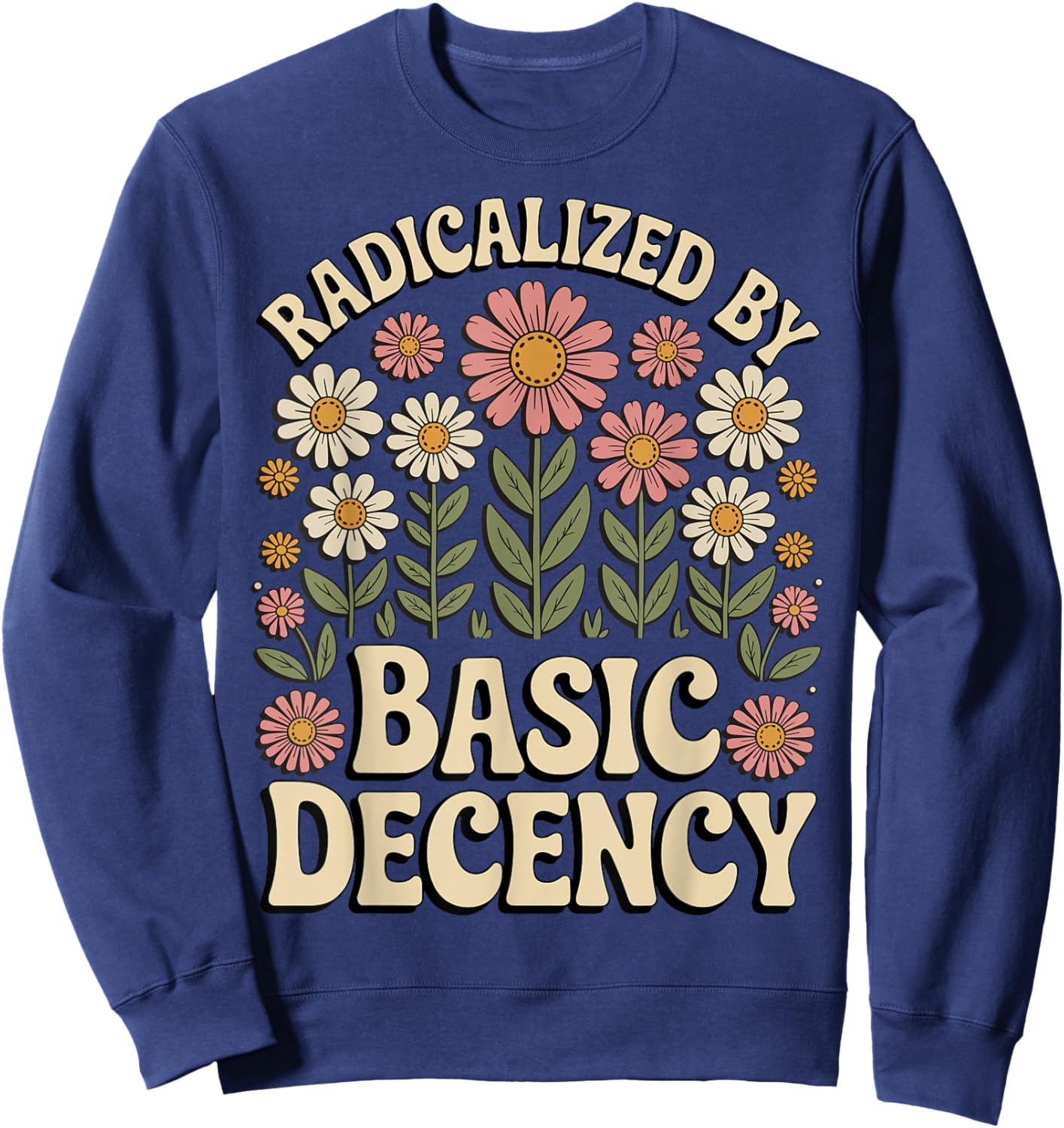 Radicalized by Basic Decency Retro Wild Floral Women Sweatshirt - Sweatshirt | Navy