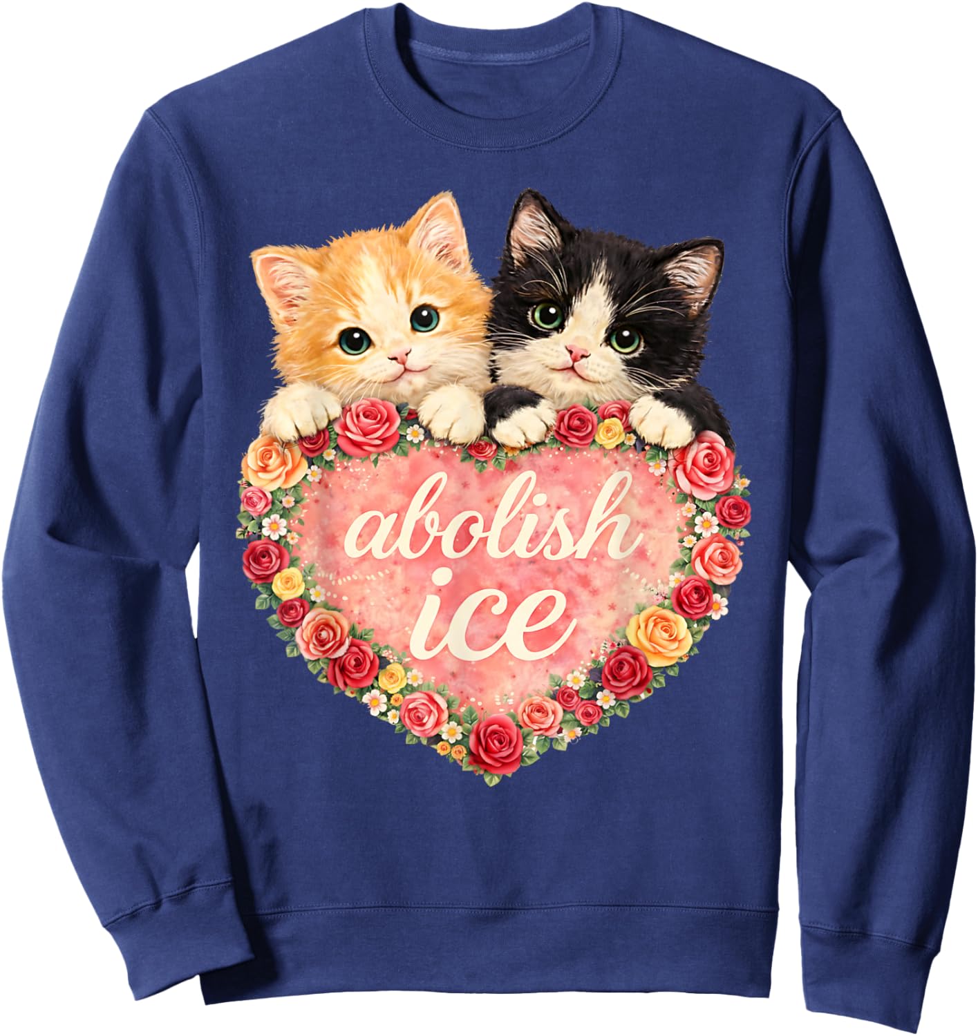 Abolish ICE Cute Cat Valentine Sweatshirt - Sweatshirt | Navy
