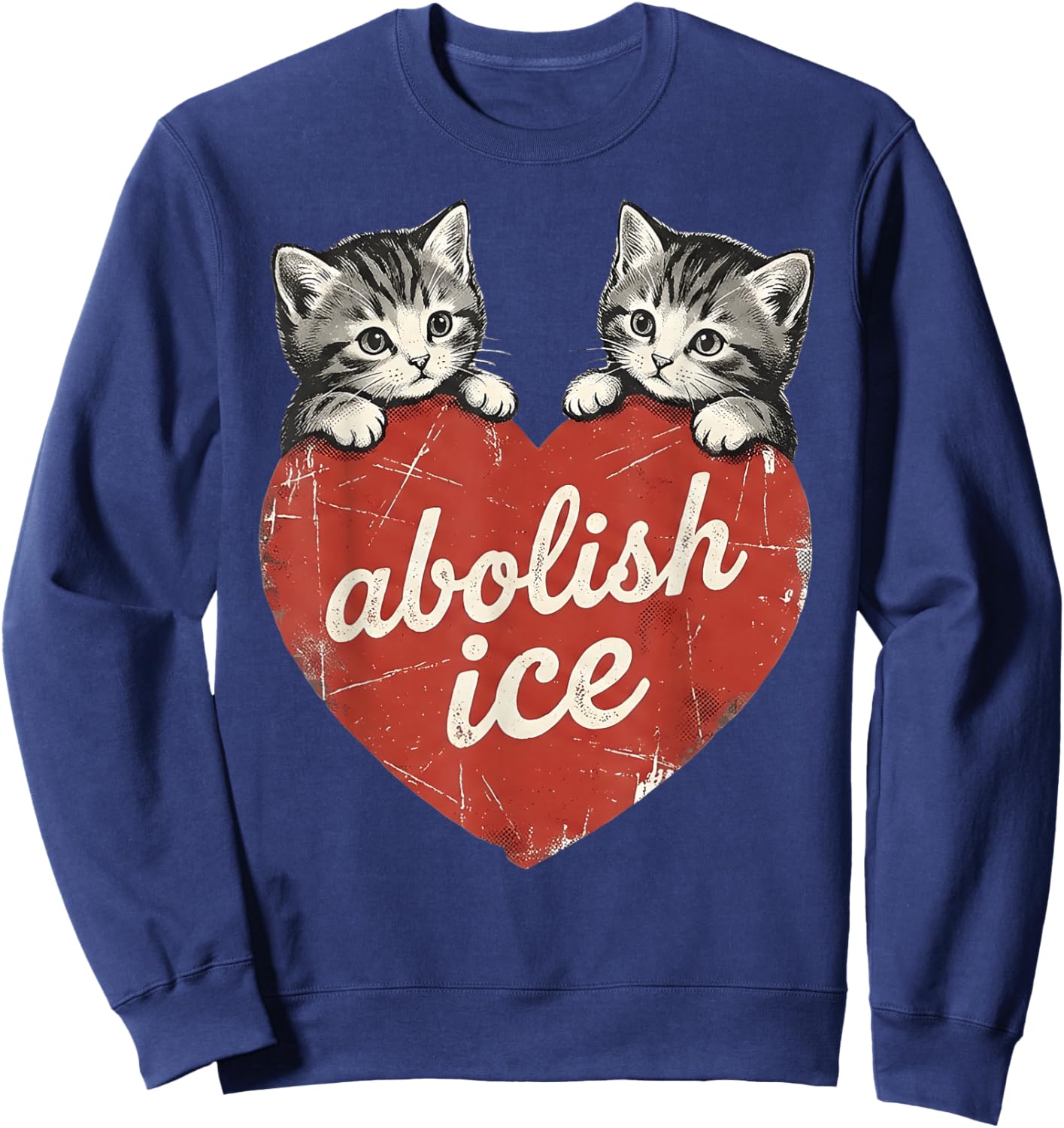 Cute Cat Valentine Abolish Ice Political Protest Sweatshirt - Sweatshirt | Navy
