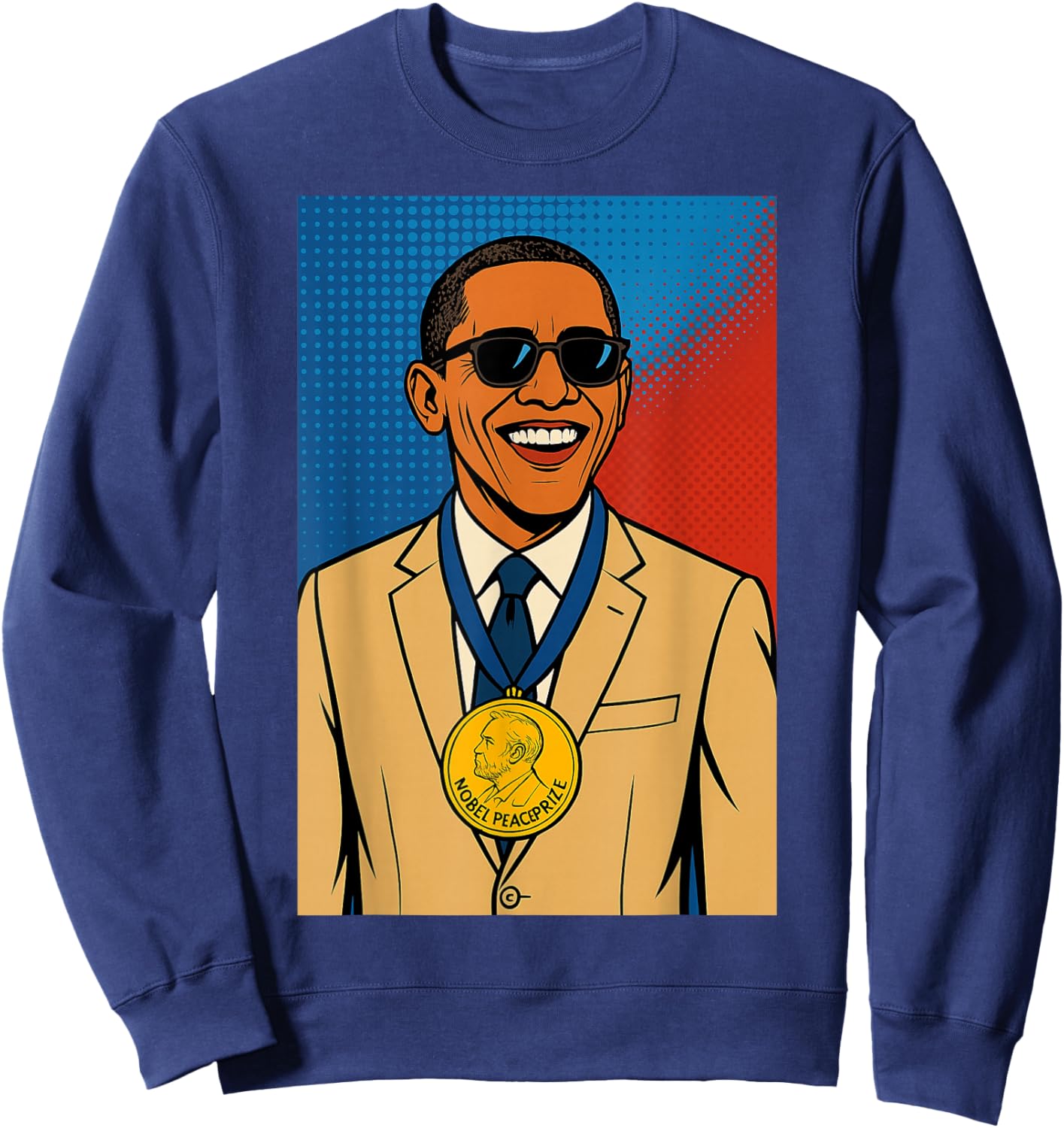 Obama Tan Suit Nobel Prize Sweatshirt - Sweatshirt | Navy