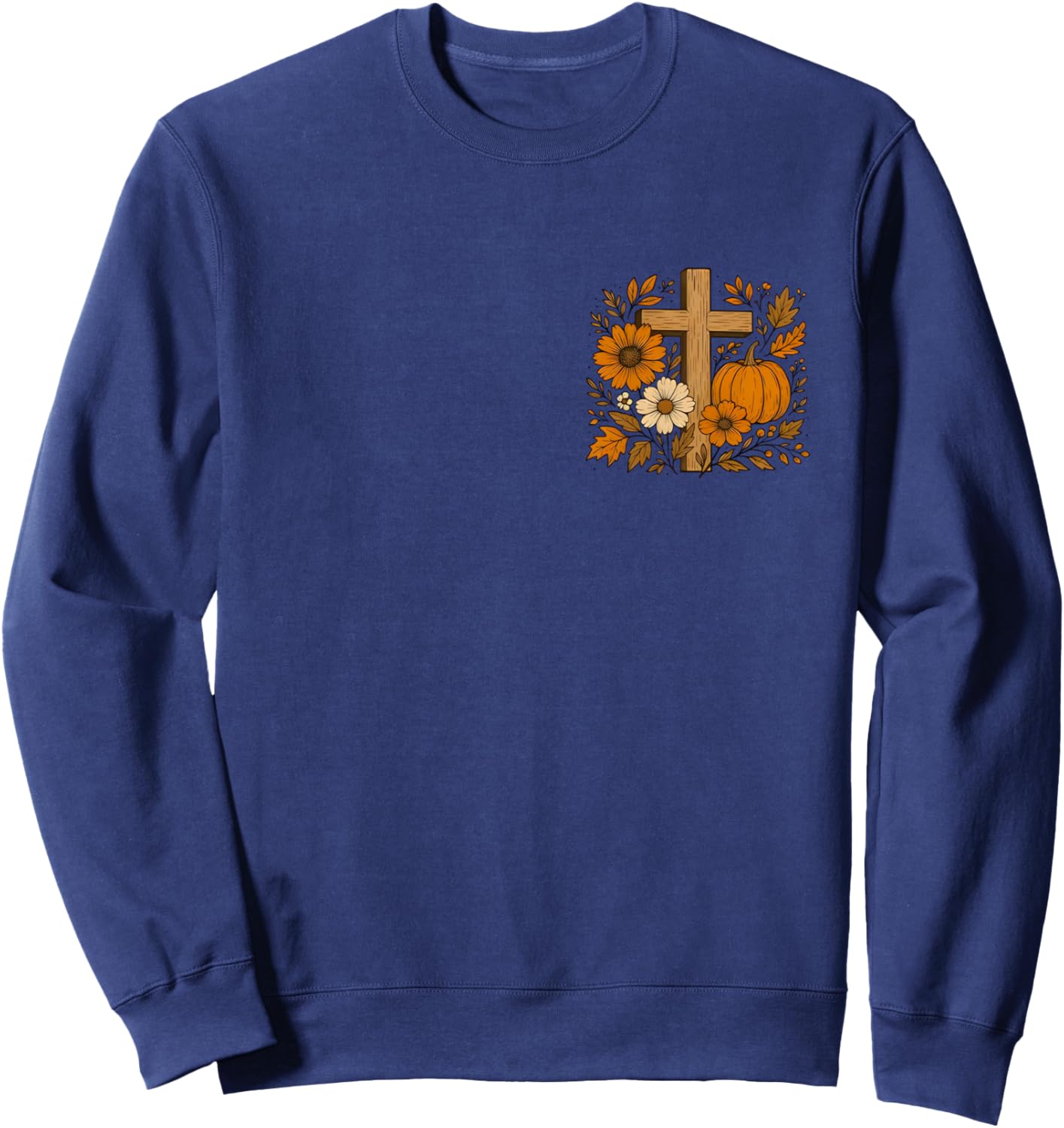 Fall for Jesus He Never Leaves Sweatshirt - Sweatshirt | Navy