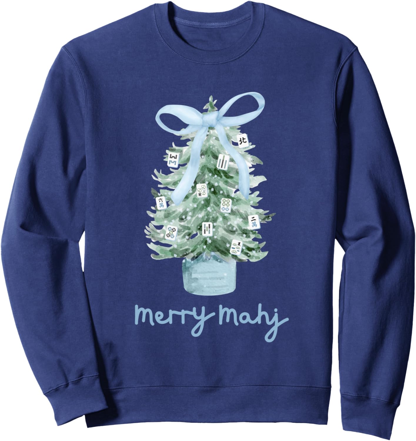 Merry Mahj Christmas Mahjong Sweatshirt - Sweatshirt | Navy