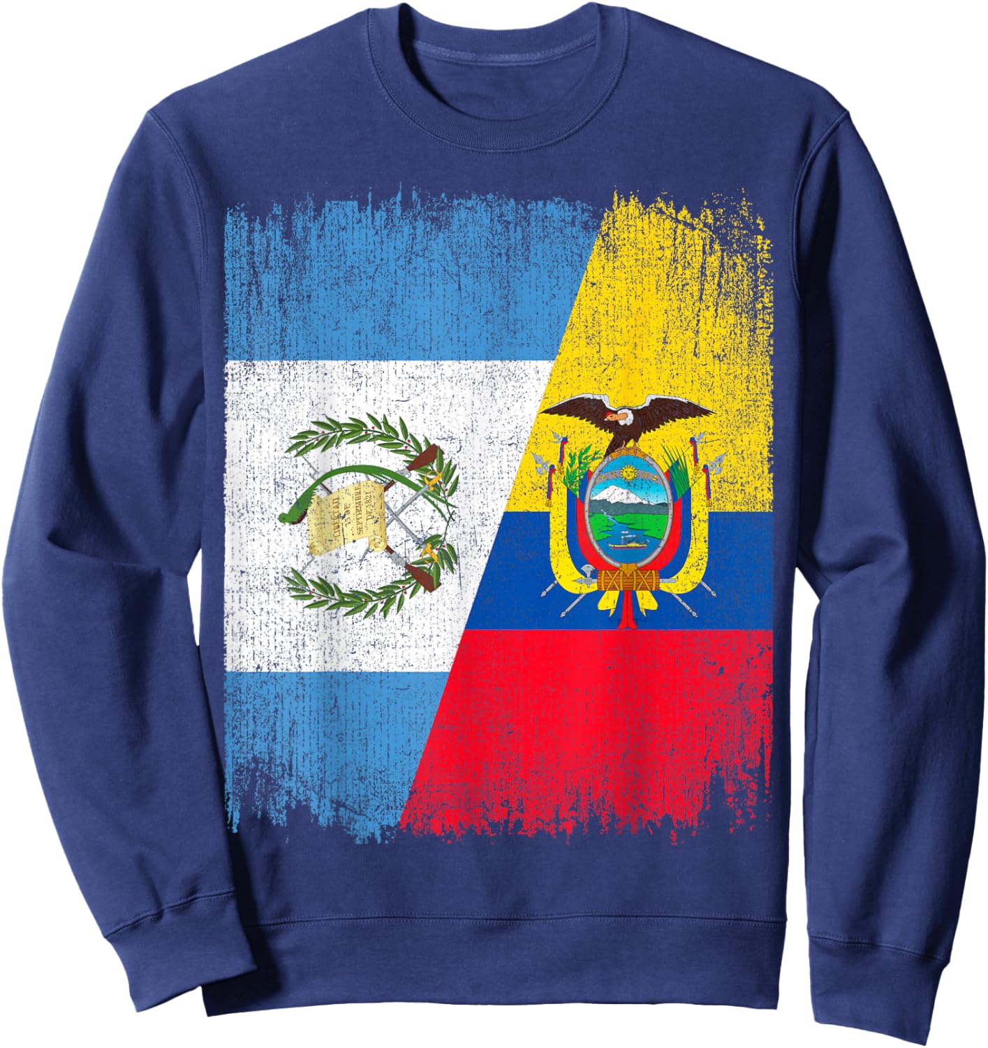 Half Guatemala Ecuador Split Flag Guatemalan Pride Roots Sweatshirt - Sweatshirt | Navy