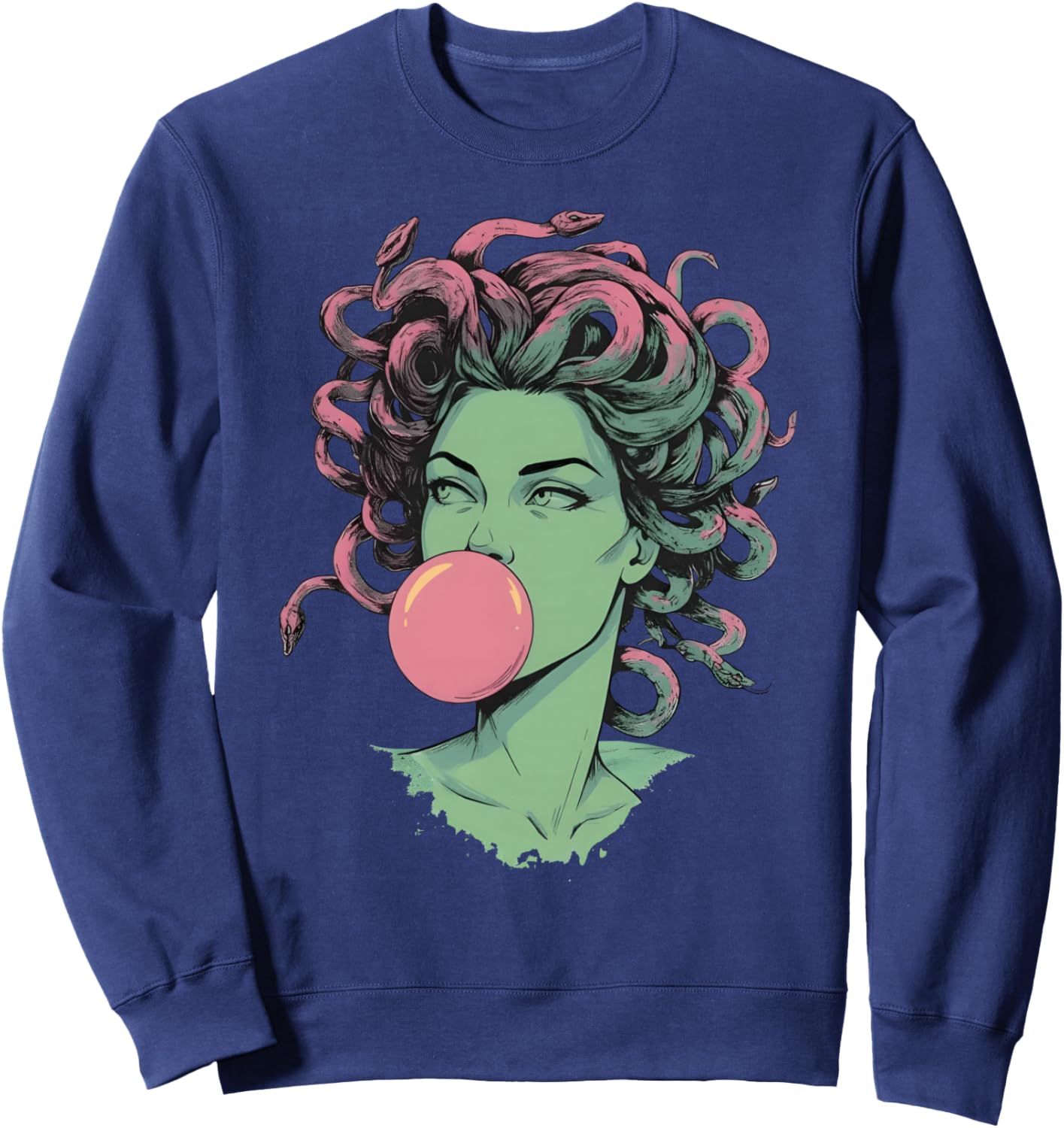 Medusa Bubblegum Mythological Snake Hair Goddess Feminist Sweatshirt - Sweatshirt | Navy