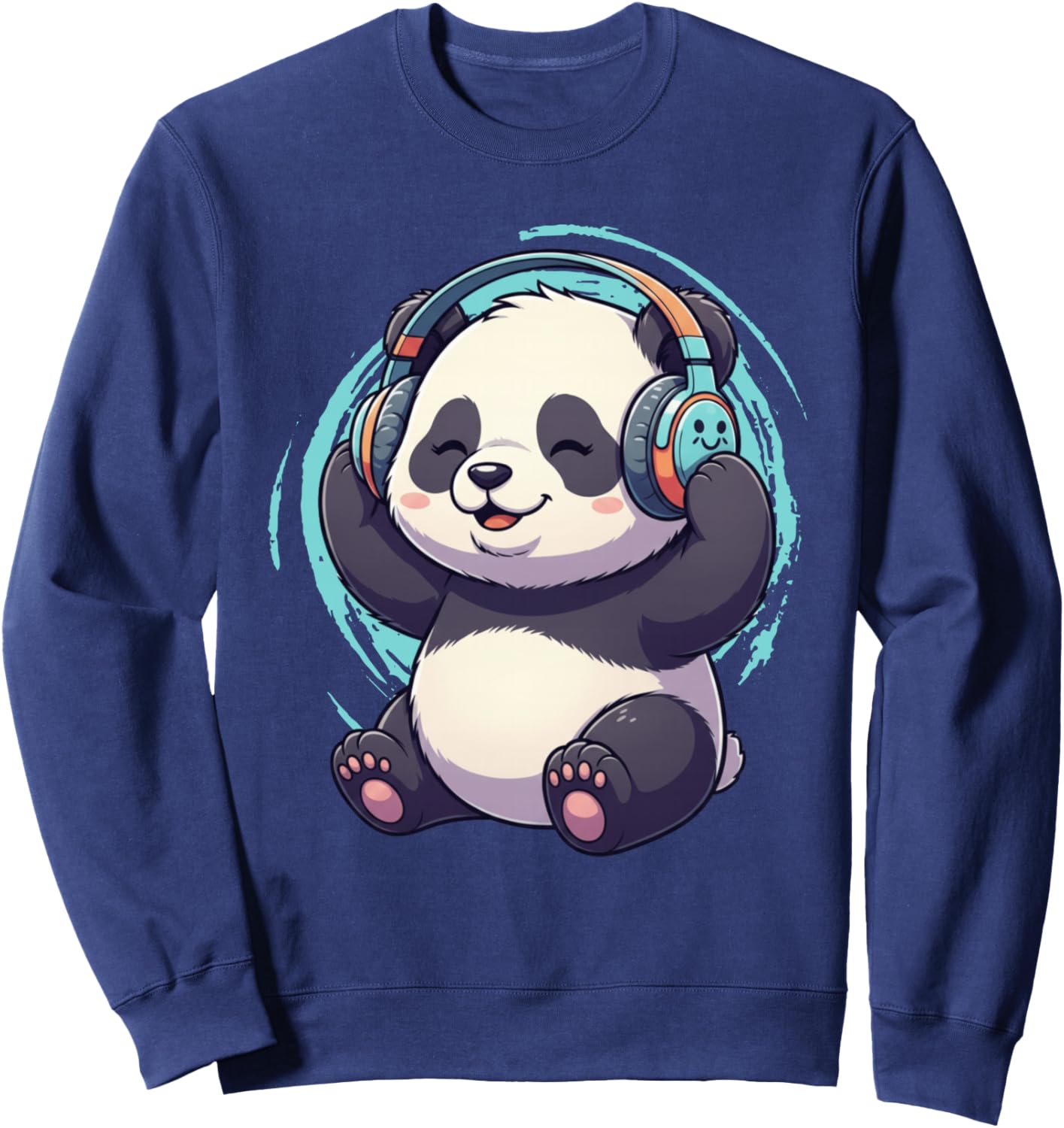 Cute Dj Panda With Headphones Kawaii Sweatshirt - Sweatshirt | Navy