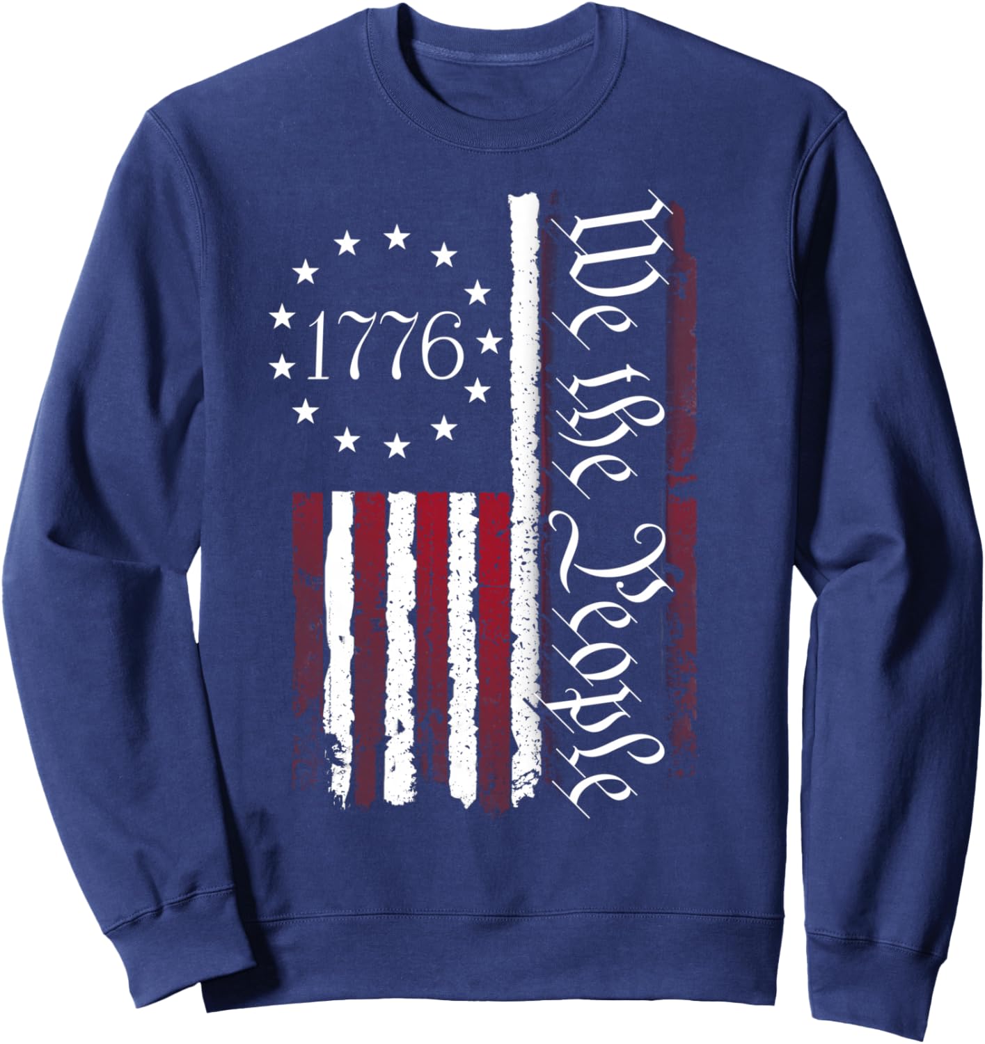 1776 Betsy Ross Flag 13-Star Ring Vintage USA Flag Sweatshirt - Sweatshirt | Navy