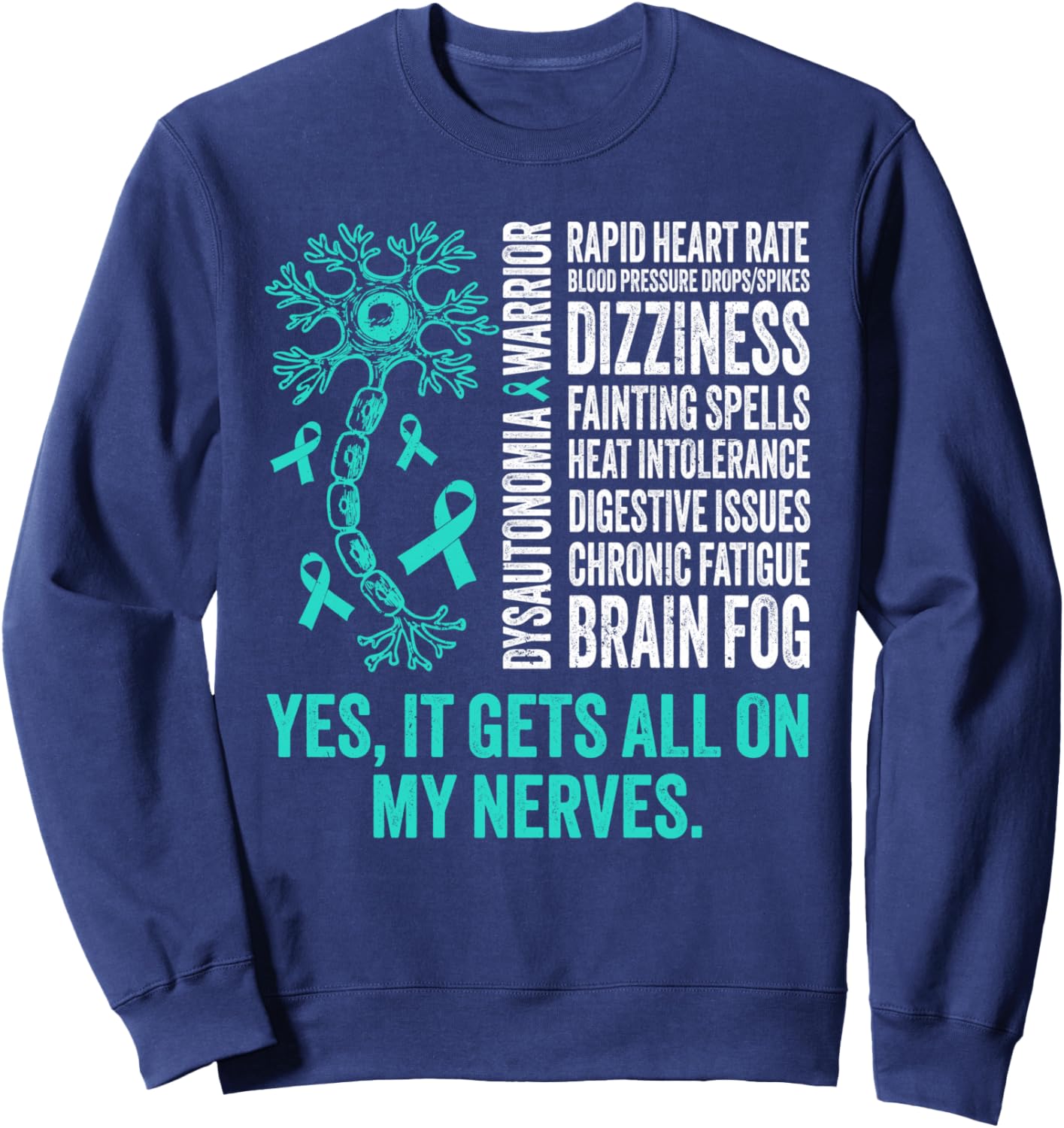 Dysautonomia Warrior Dysautonomy Awareness Pots Warrior Sweatshirt - Sweatshirt | Navy