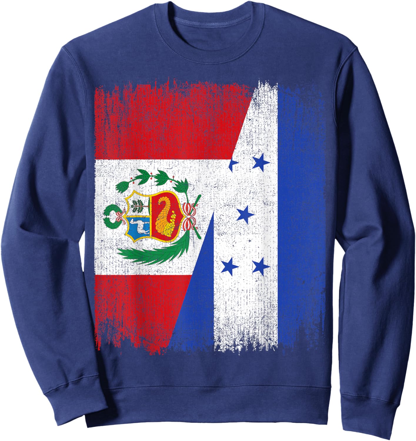 Half Honduras Peru Split Flag Honduran Peruvian Pride Roots Sweatshirt - Sweatshirt | Navy
