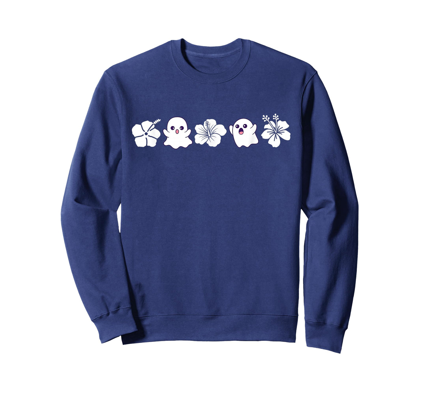 Halloween Hawaiian Flower Tee | Ghosts & Tropical Hibiscus T-Shirt