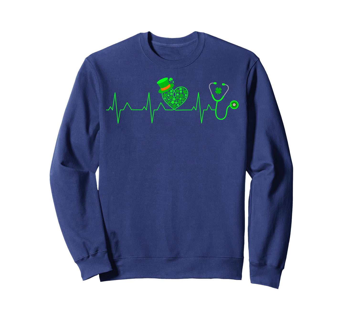 Shamrock Heartbeat Stethoscope Scrub Nurse St Patricks Day T-Shirt