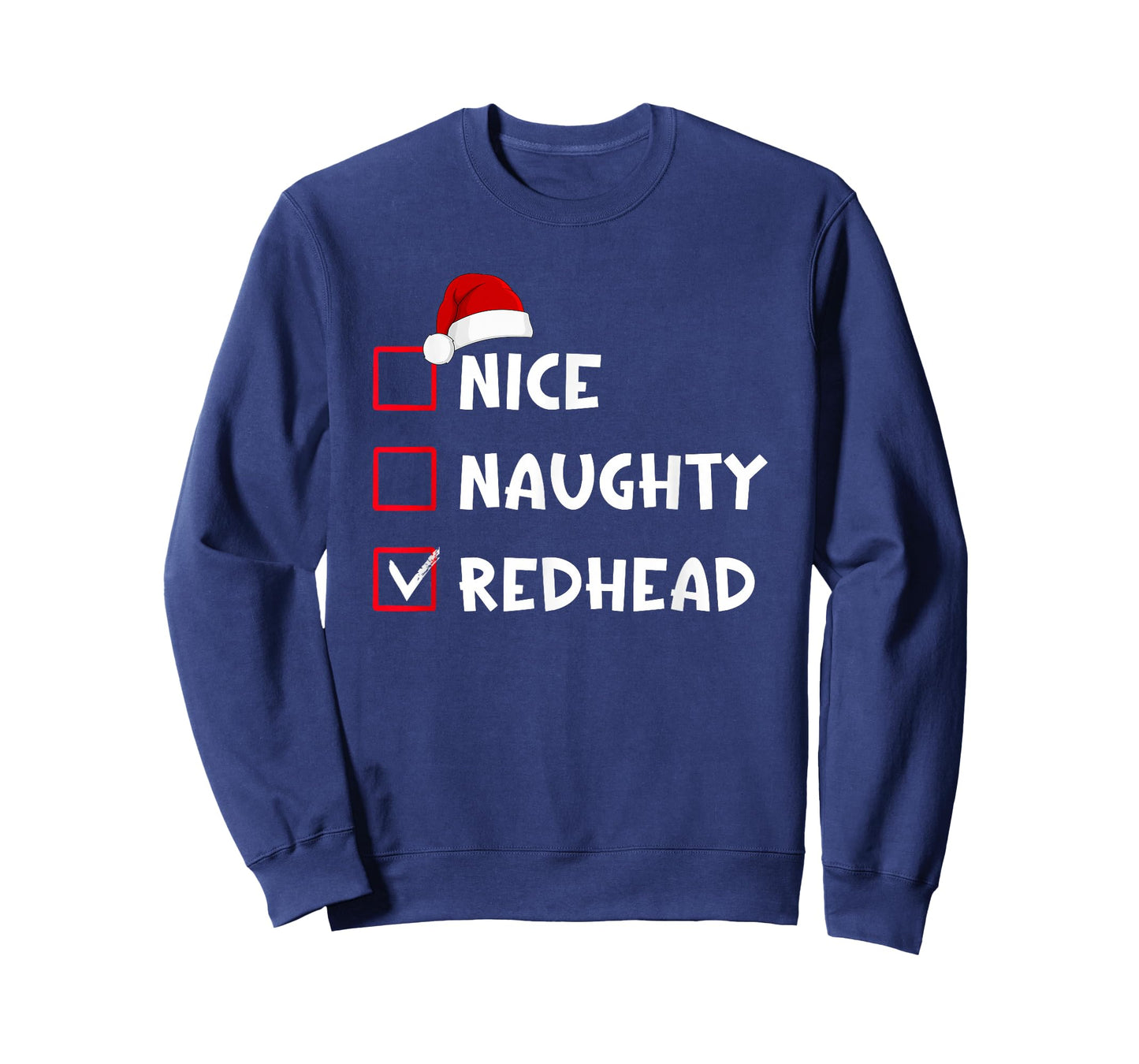 Nice Naughty Redhead Funny Christmas List T-Shirt