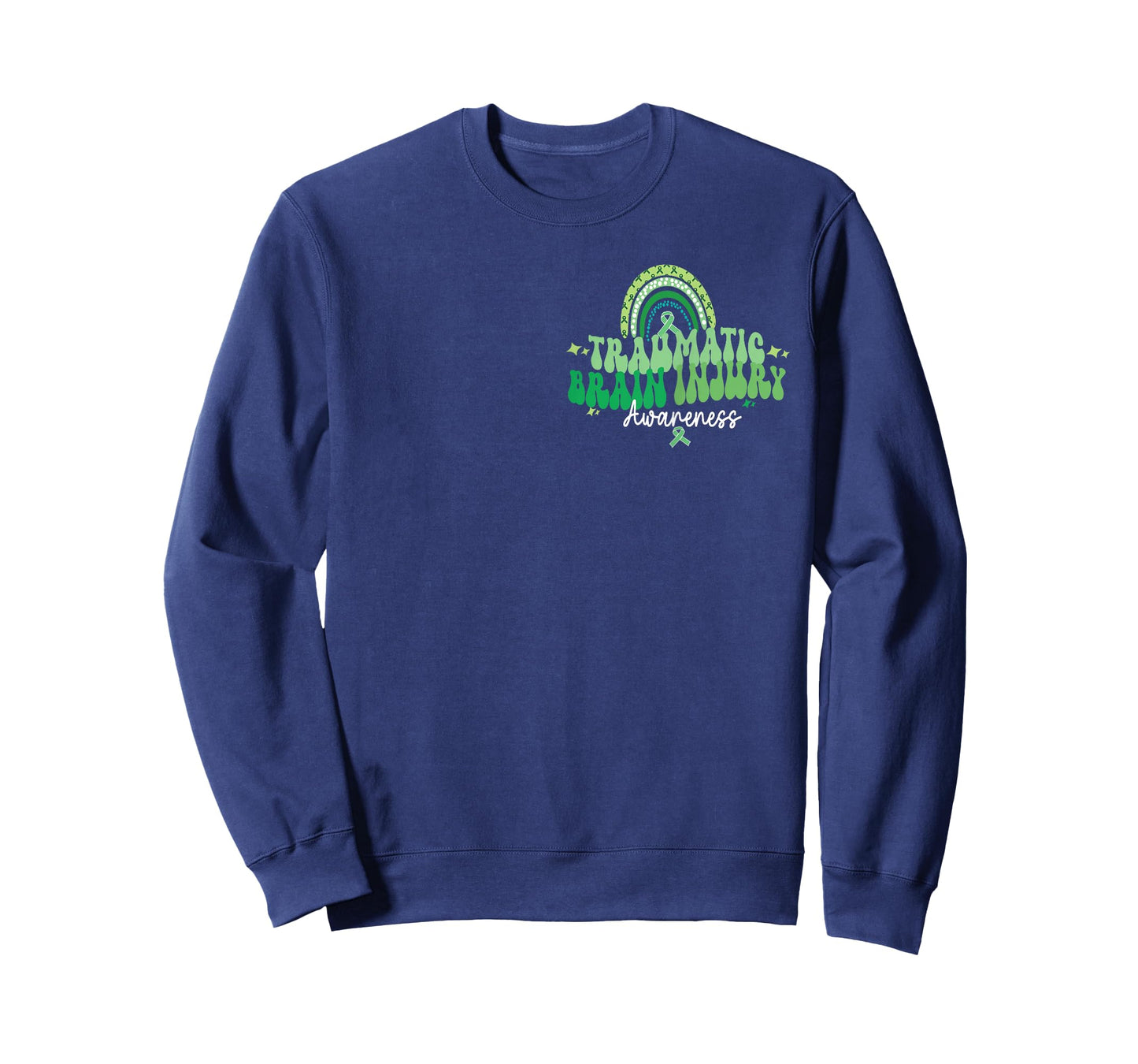 in March We Wear Green, Groovy TBI Awareness (Back & Front) T-Shirt