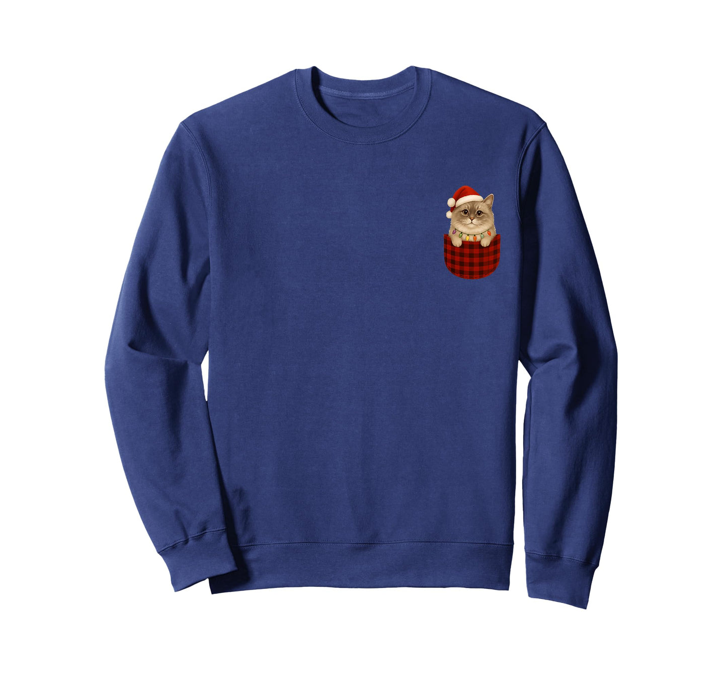 Siberian Cat Buffalo Red Plaid Pocket Christmas Cat Lovers T-Shirt