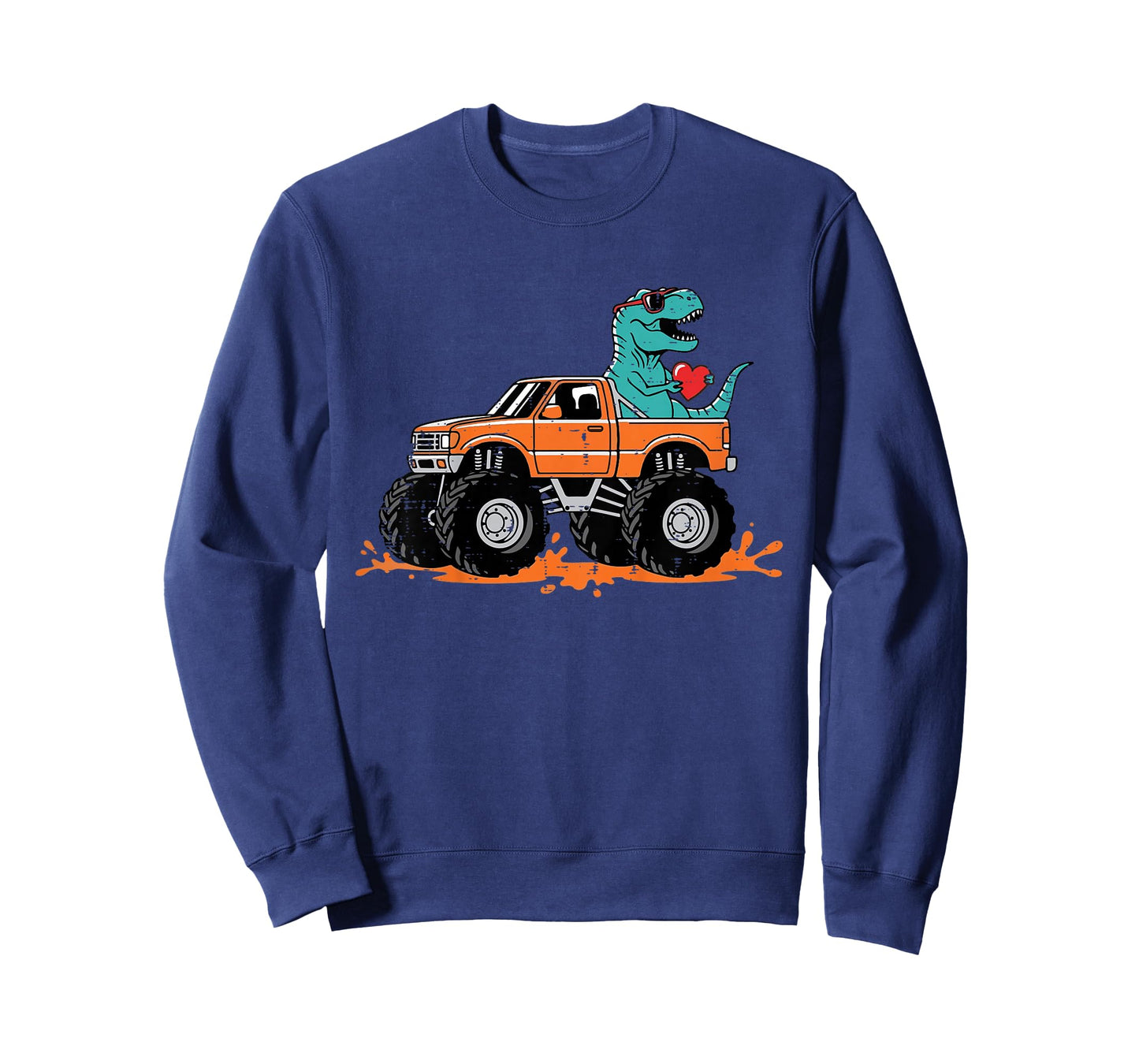 Kids Valentines Day Dino Trex Monster Truck Cool Boys Kids Youth T-Shirt